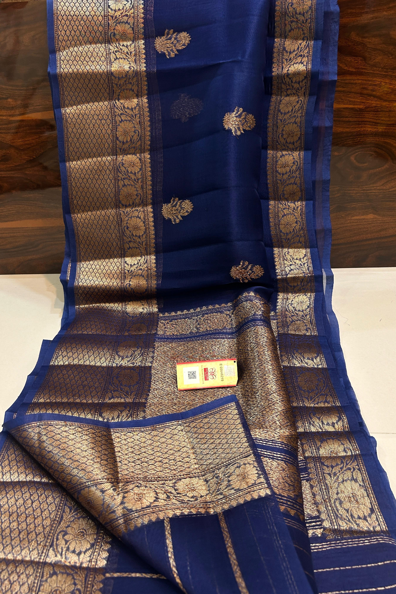 Royal Ink Blue Banarasi  Kora Silk Saree With Grand Matt Finish