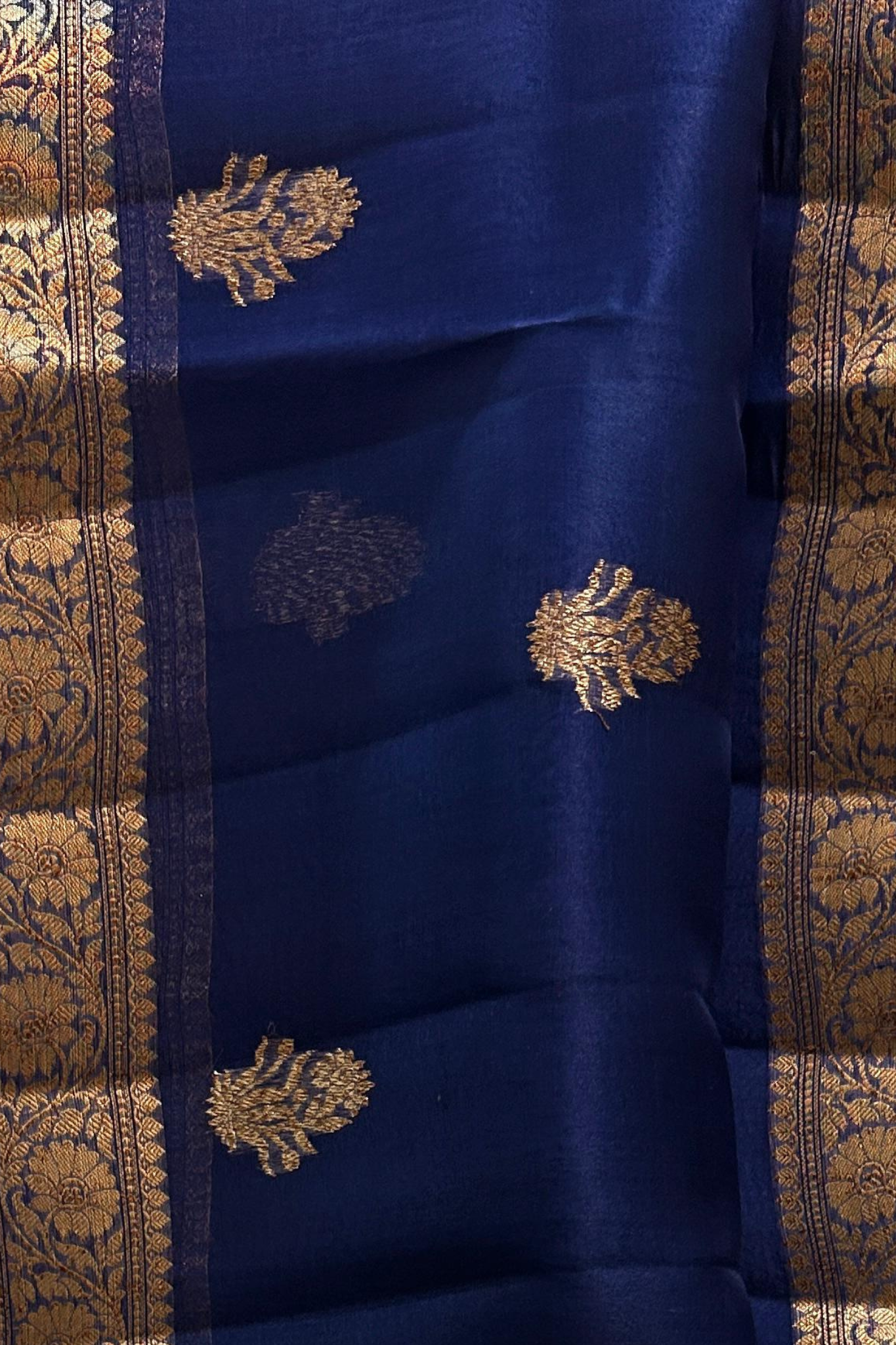 Royal Ink Blue Banarasi  Kora Silk Saree With Grand Matt Finish