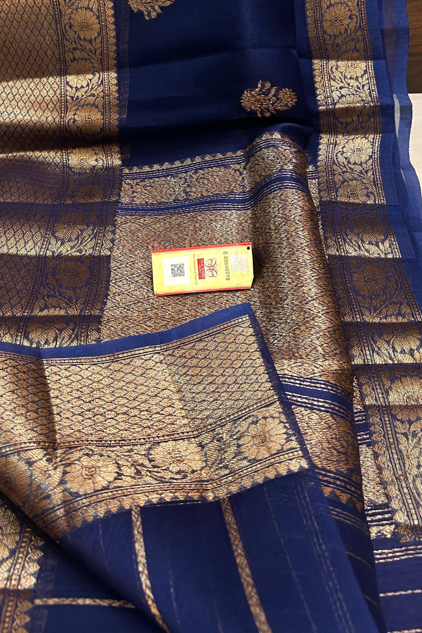 Royal Ink Blue Banarasi  Kora Silk Saree With Grand Matt Finish