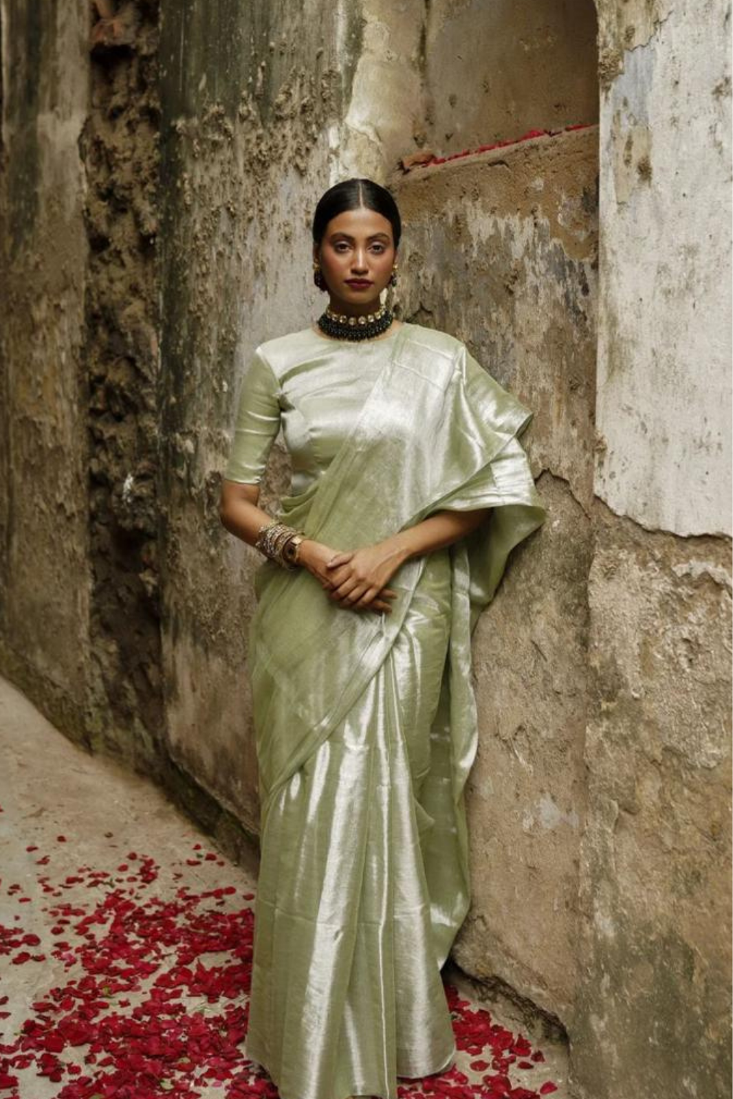 Ivory Designer Glass Tissue Silk Sarees