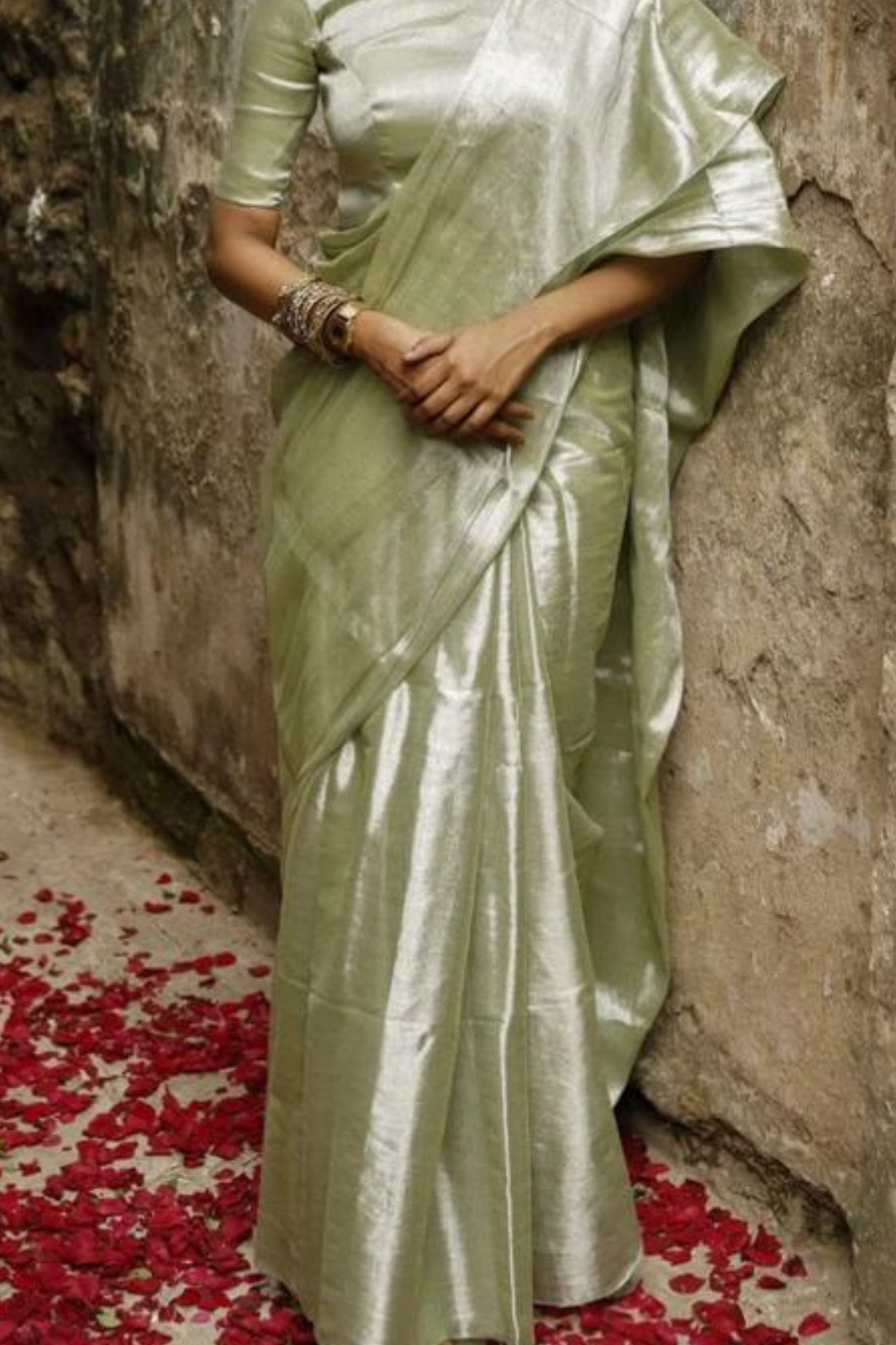 Ivory Designer Glass Tissue Silk Sarees