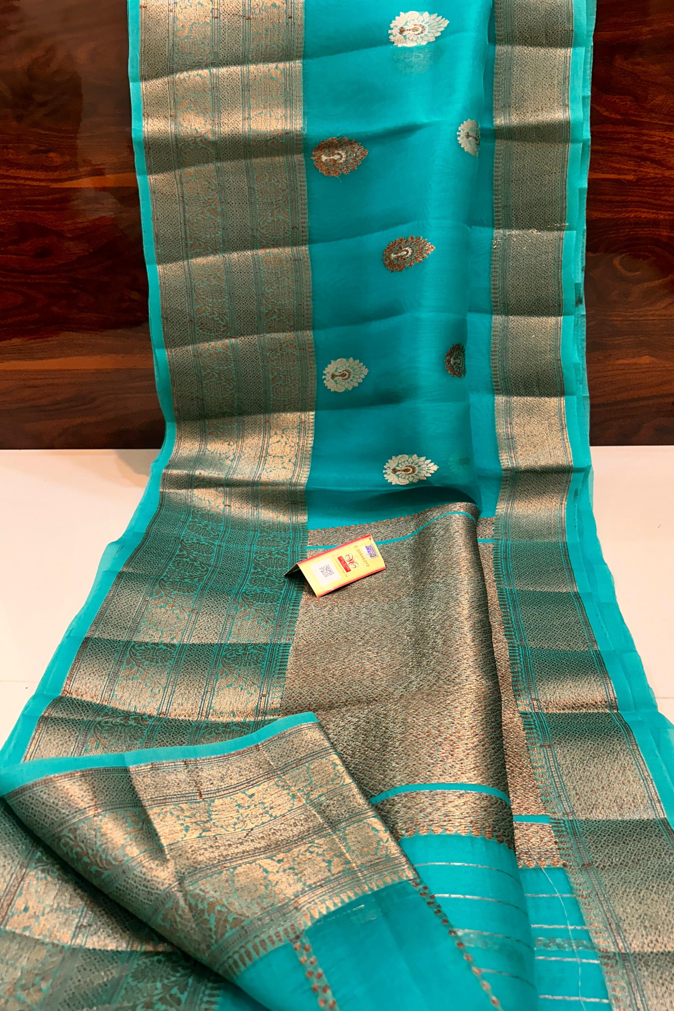 Firozi Banarasi  Kora Silk Saree With Grand Matt Finish