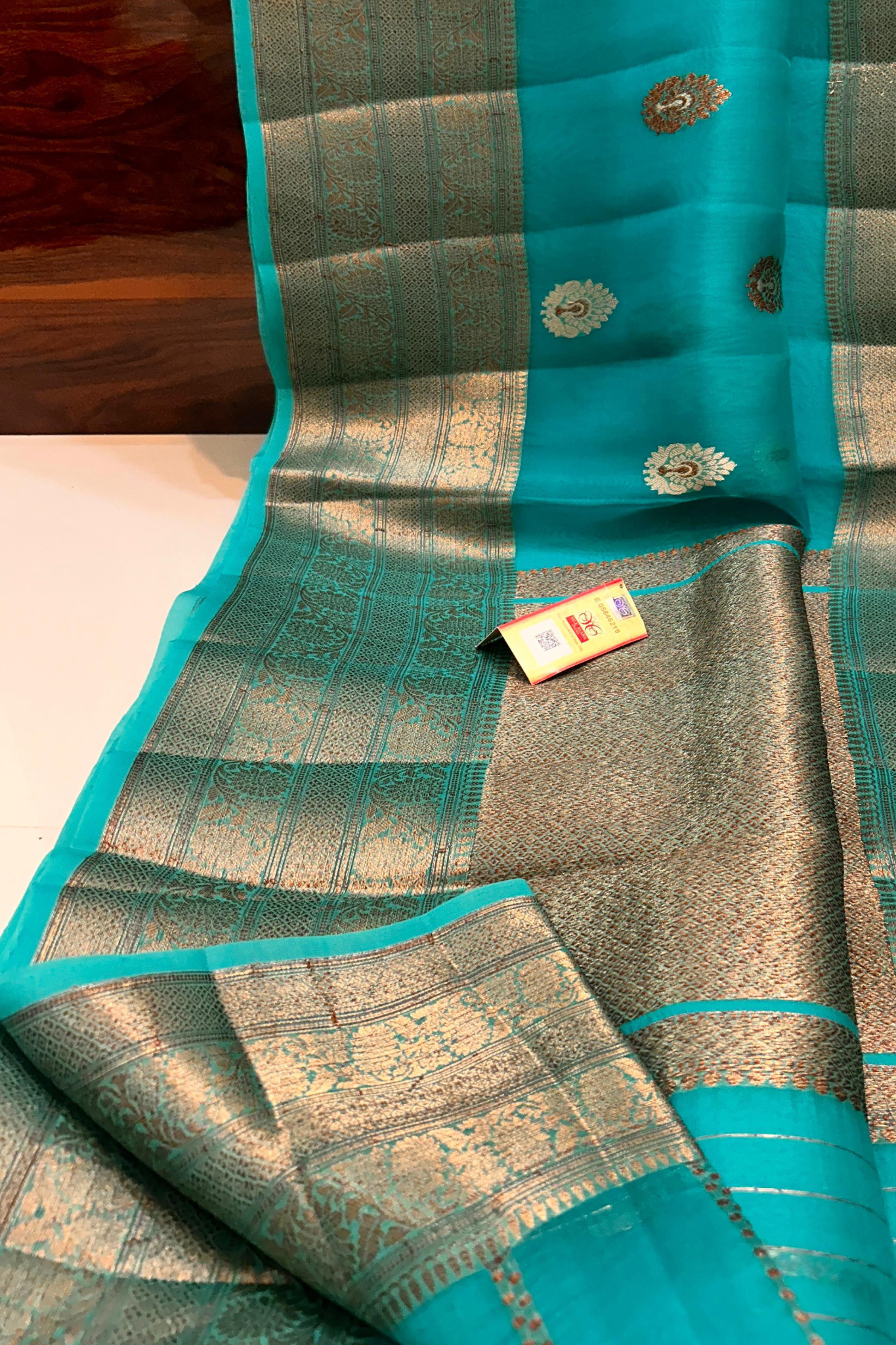 Firozi Banarasi  Kora Silk Saree With Grand Matt Finish