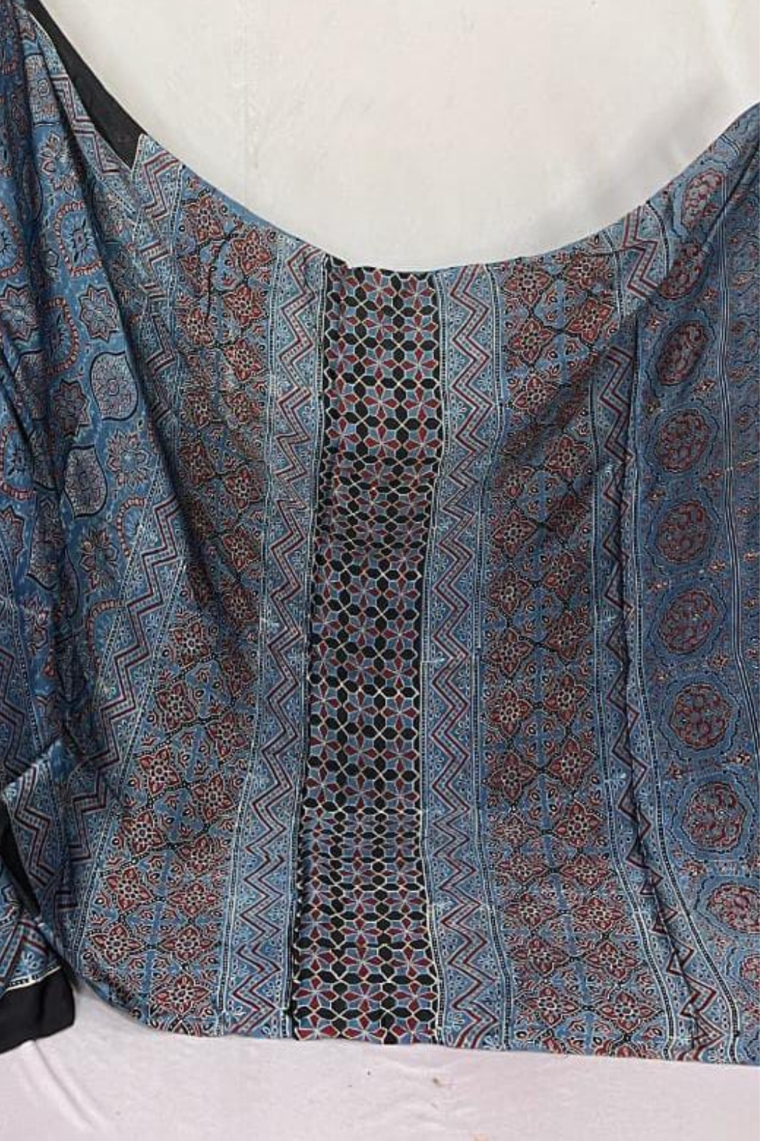 Handblock printed natural dye pure modal Ajarakh Silk Saree