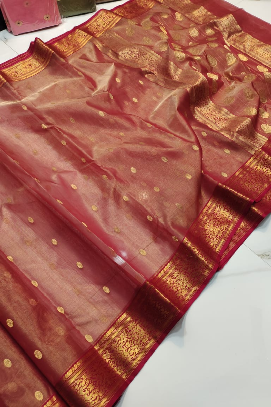 Persian Orange Pure Resham Saree
