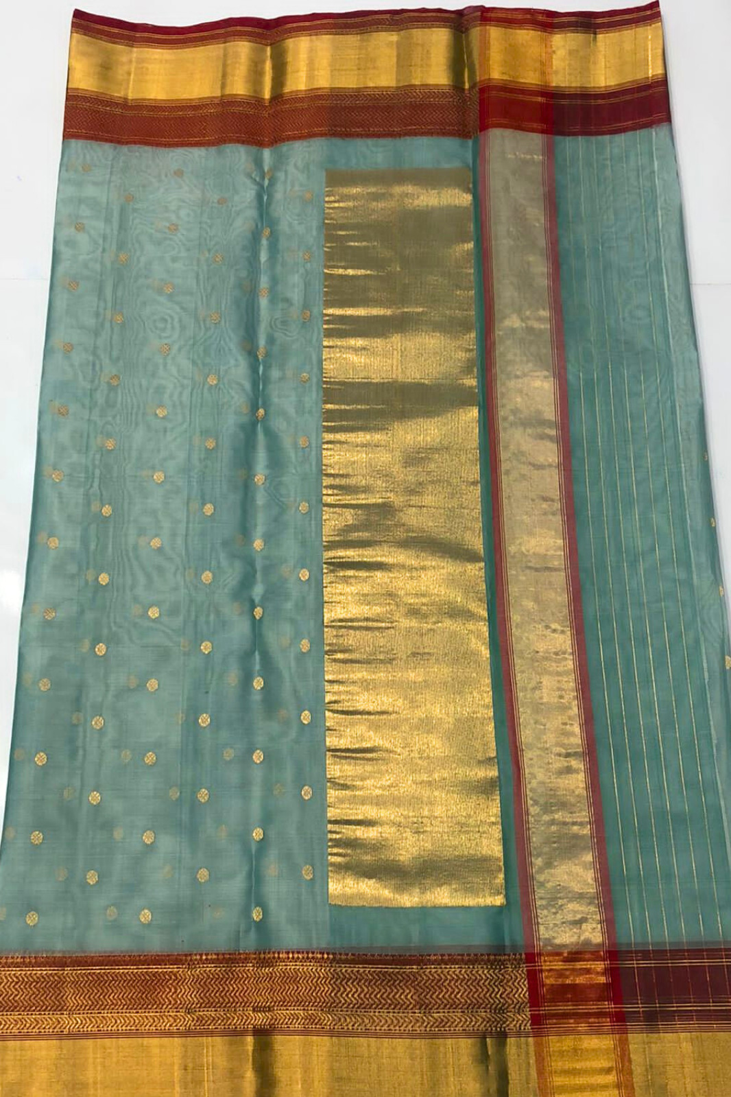 Seaweed Green  Chanderi kanjivaram Silk Saree
