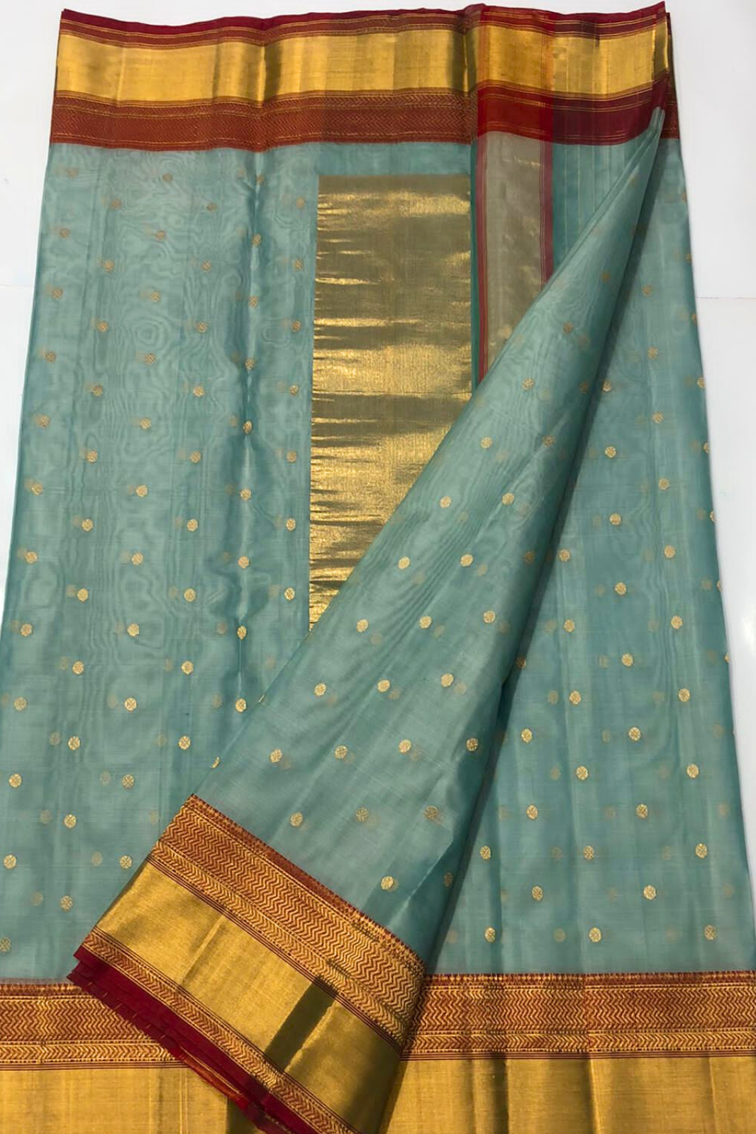 Seaweed Green  Chanderi kanjivaram Silk Saree