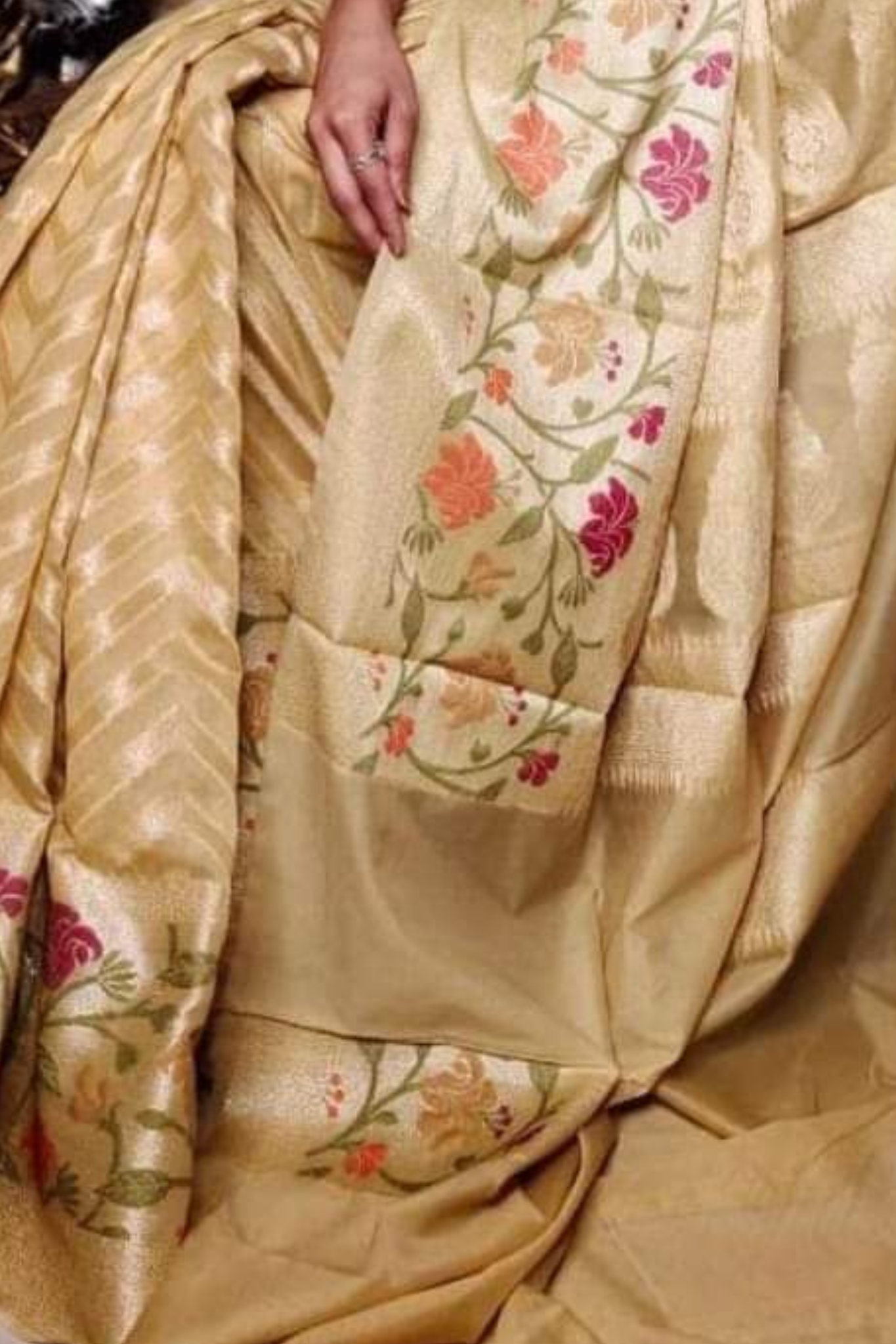 Sandalwood  Pure Banarasi Khaddi Georgette Saree