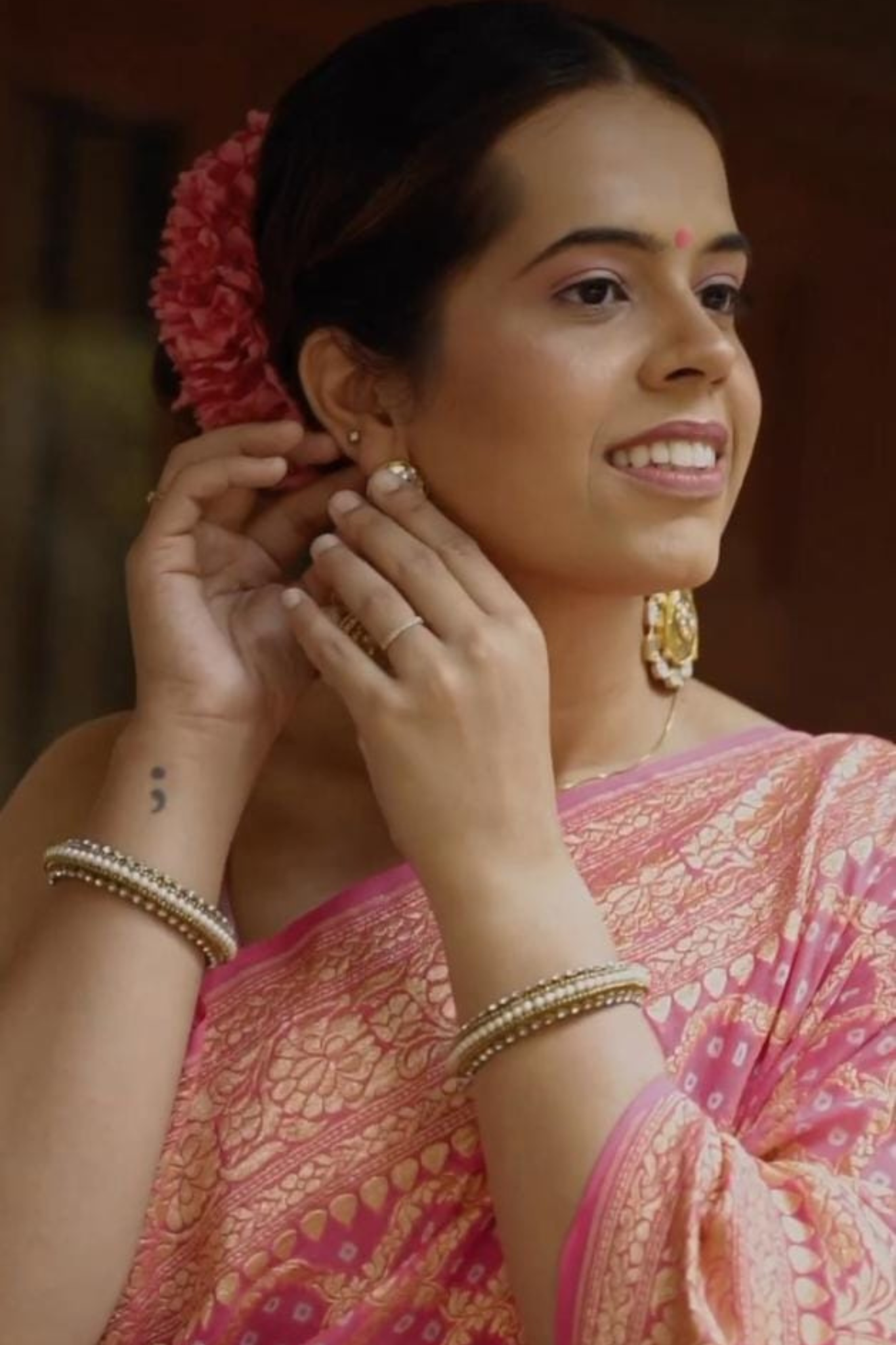 Stone Blue With Fuscia Pure Banarasi Khaddi Georgette Saree