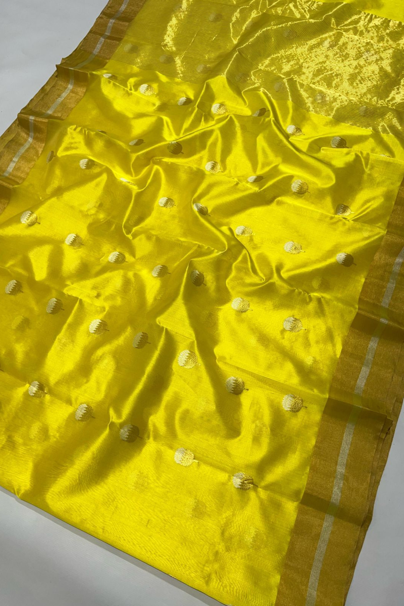 Yellow Pure Handloom Handweaved Silk Saree