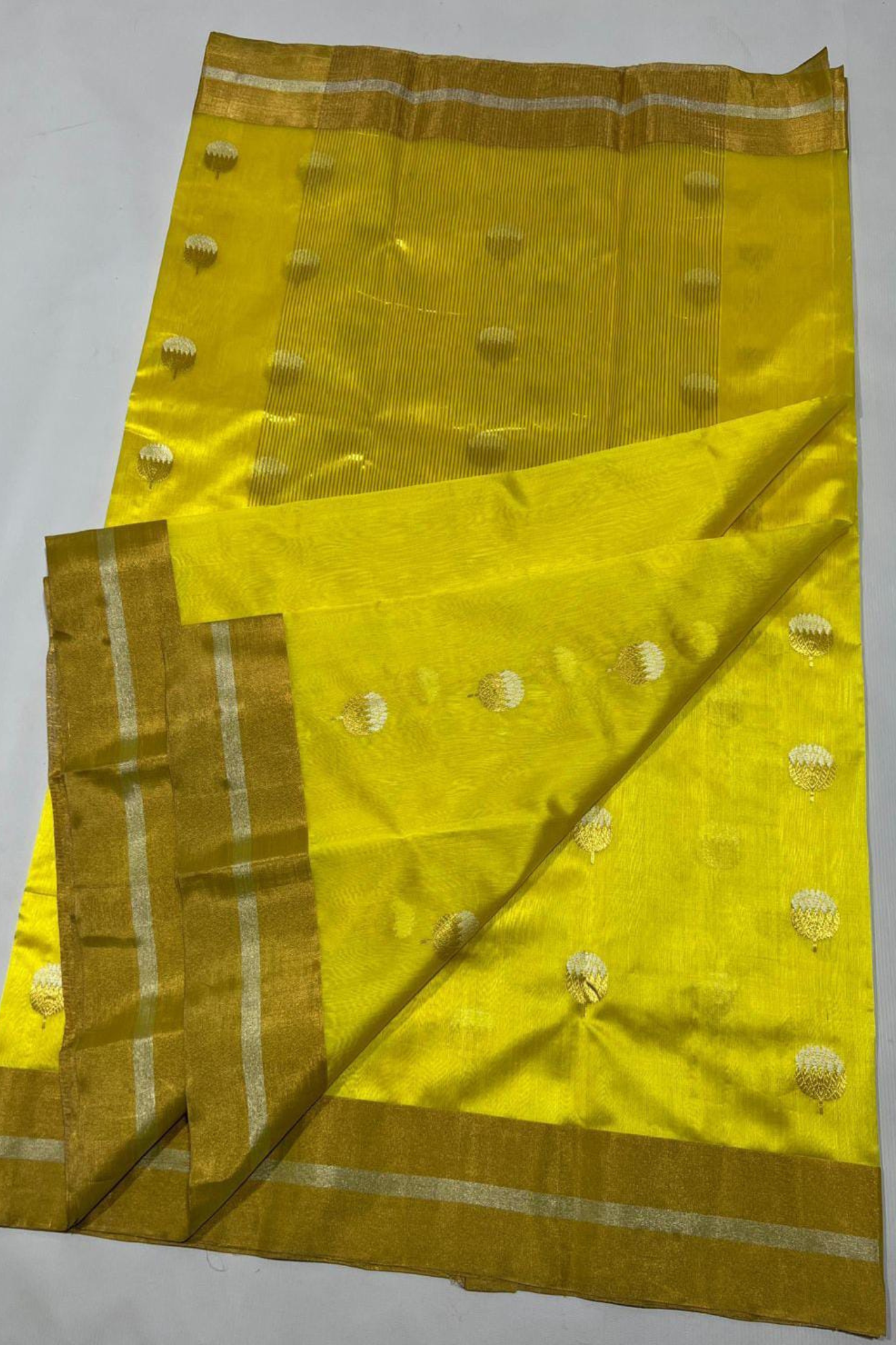 Yellow Pure Handloom Handweaved Silk Saree