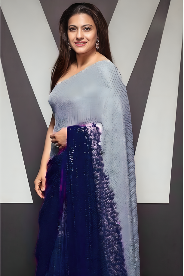 Navy Blue Pure Georgette Designer Sequence Work Saree