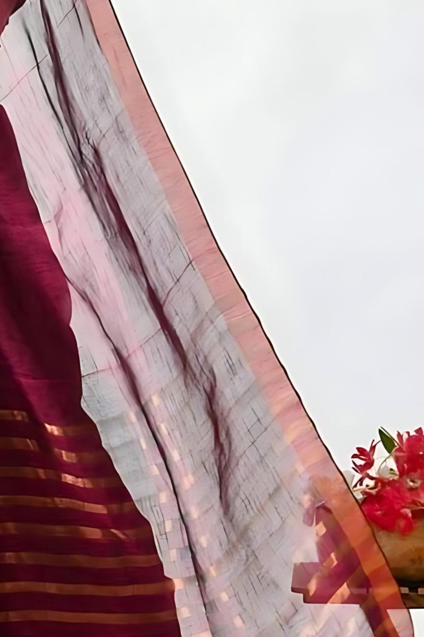 Mahroon Pure Linen Bangal Handloom Saree