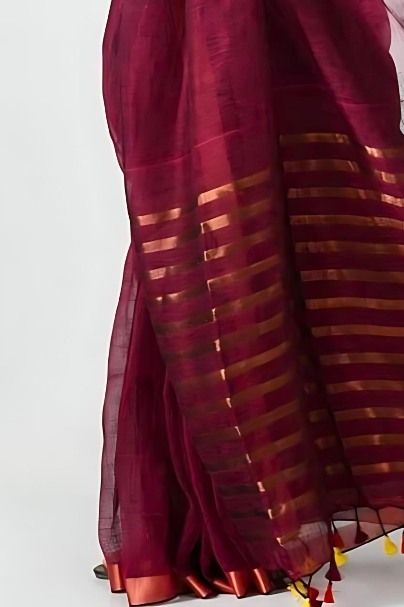 Mahroon Pure Linen Bangal Handloom Saree