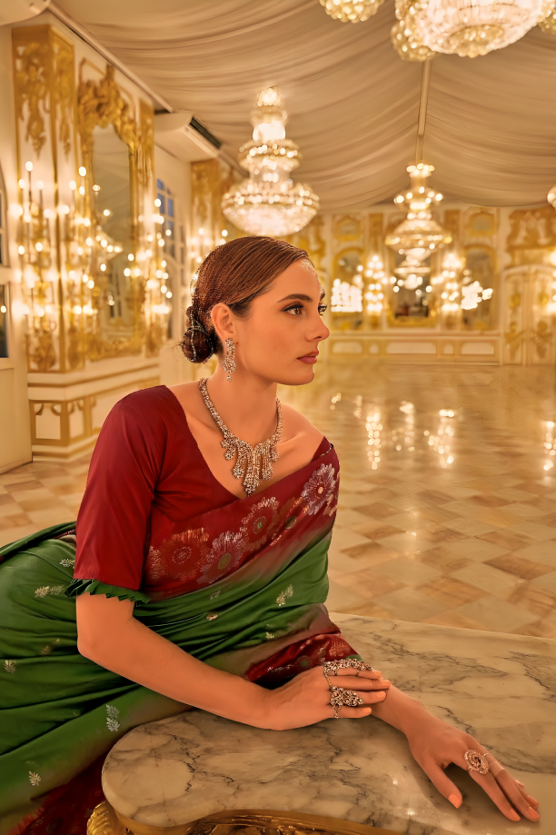 Dark Green Pure Soft Kanjivaram Pattu Saree