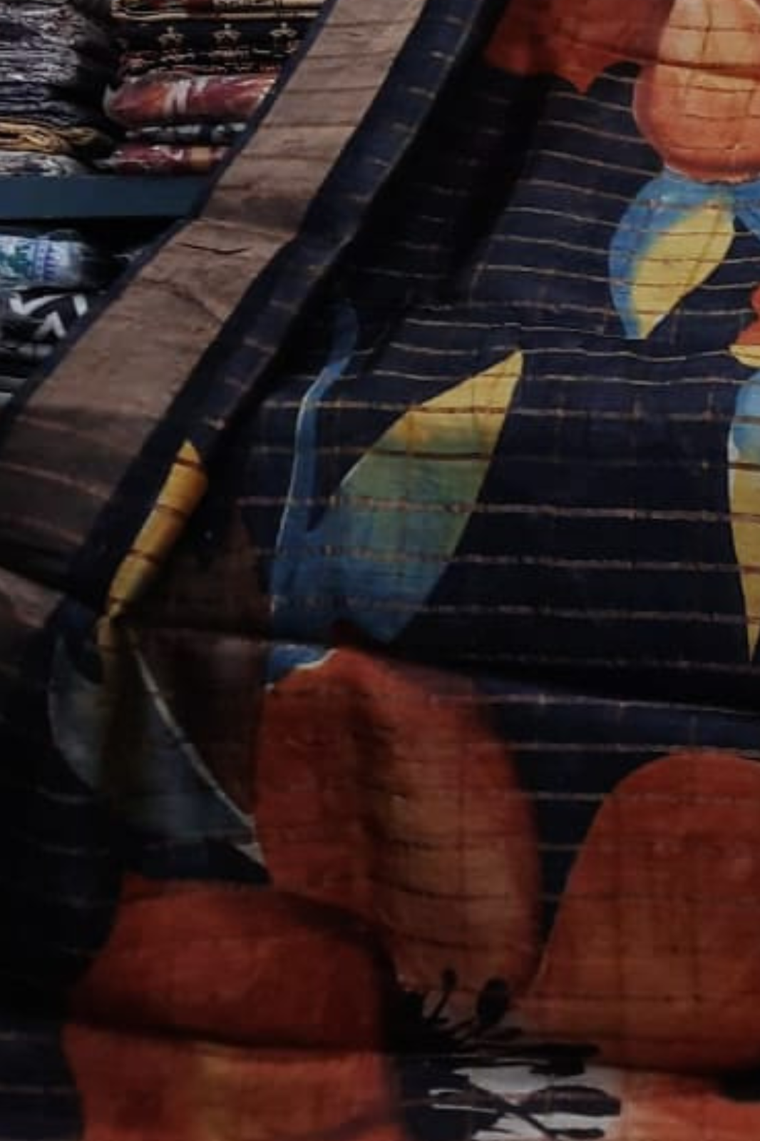 Zari Tussar Pure Silk Saree with Elegant Floral Handpaint