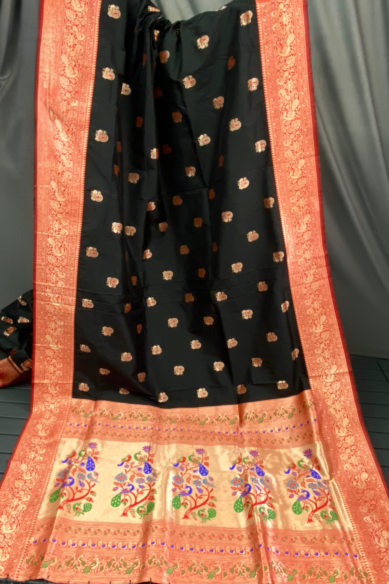 Bold Black Paithani Silk Saree