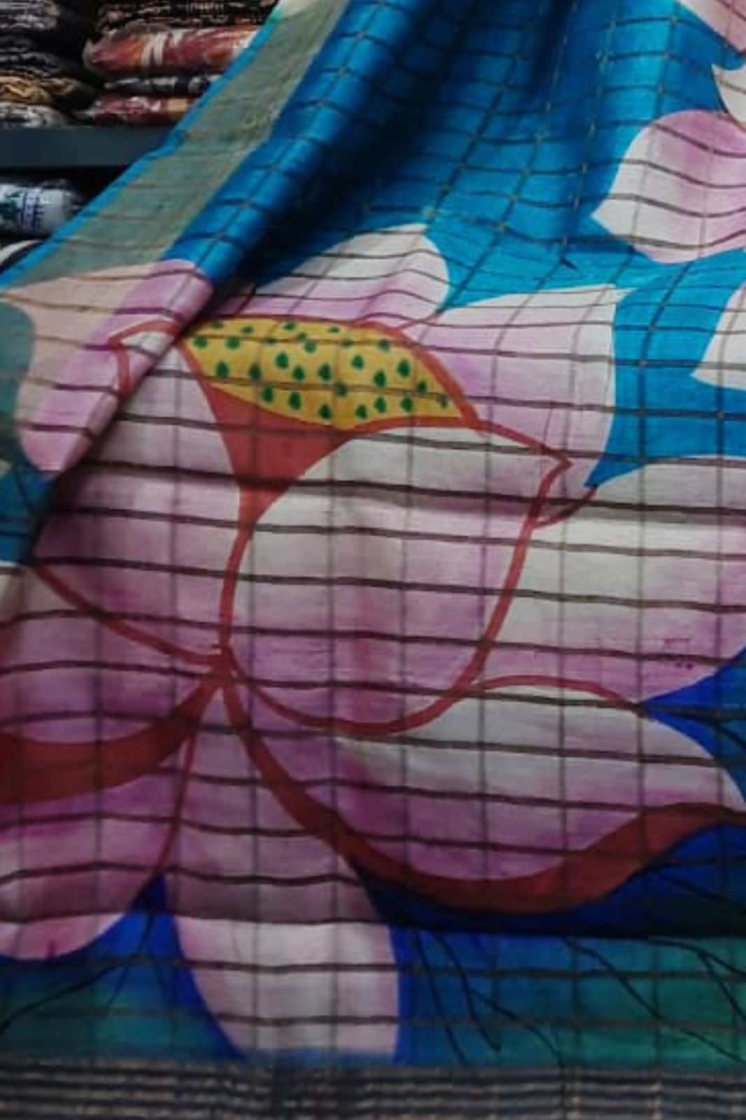 Zari Tussar Pure Silk Saree with Elegant Floral Handpaint