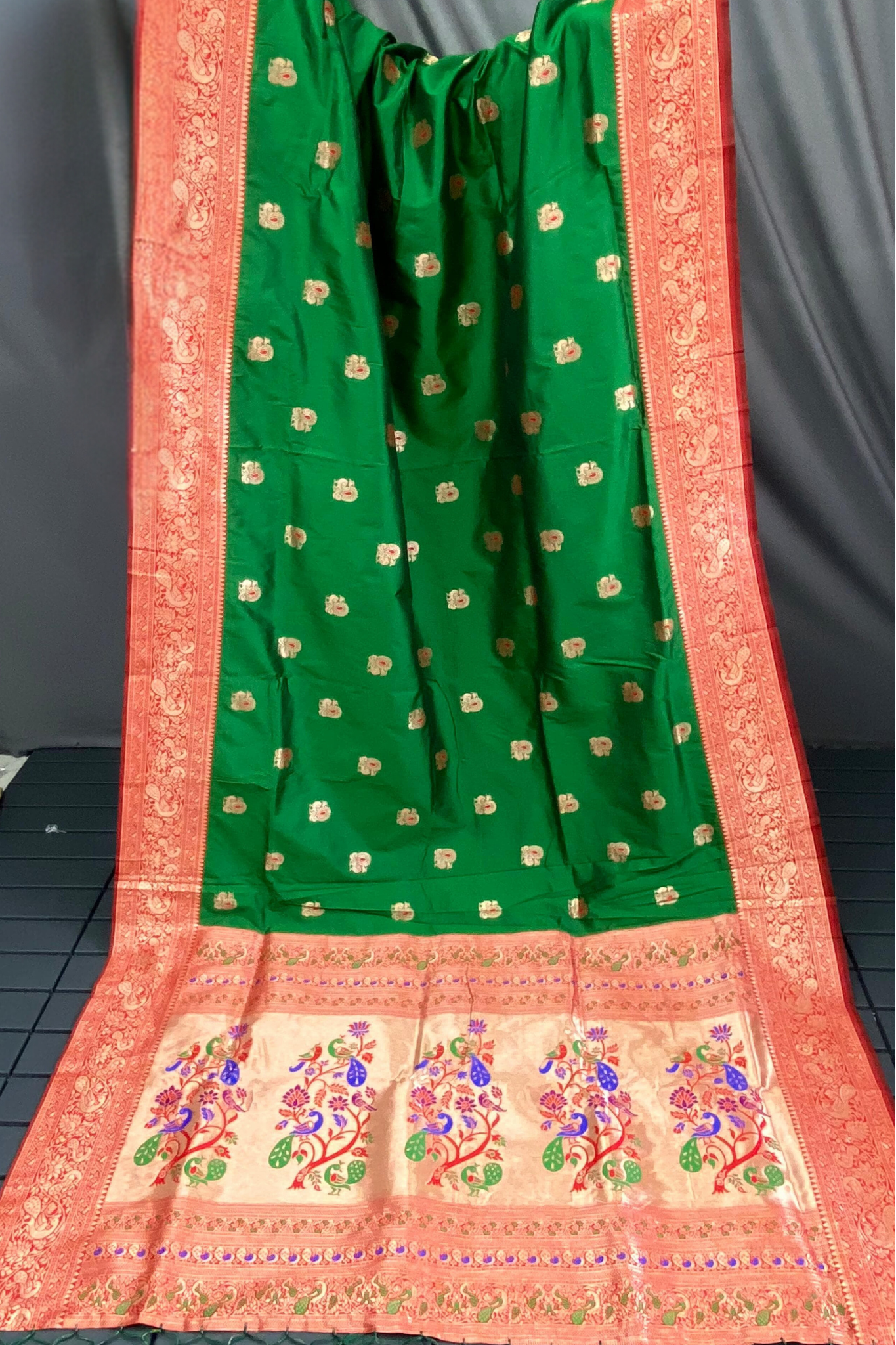 Dark Green  Paithani Silk Saree