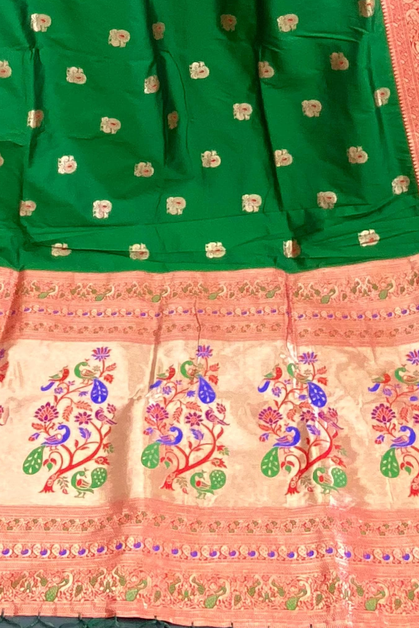 Dark Green  Paithani Silk Saree