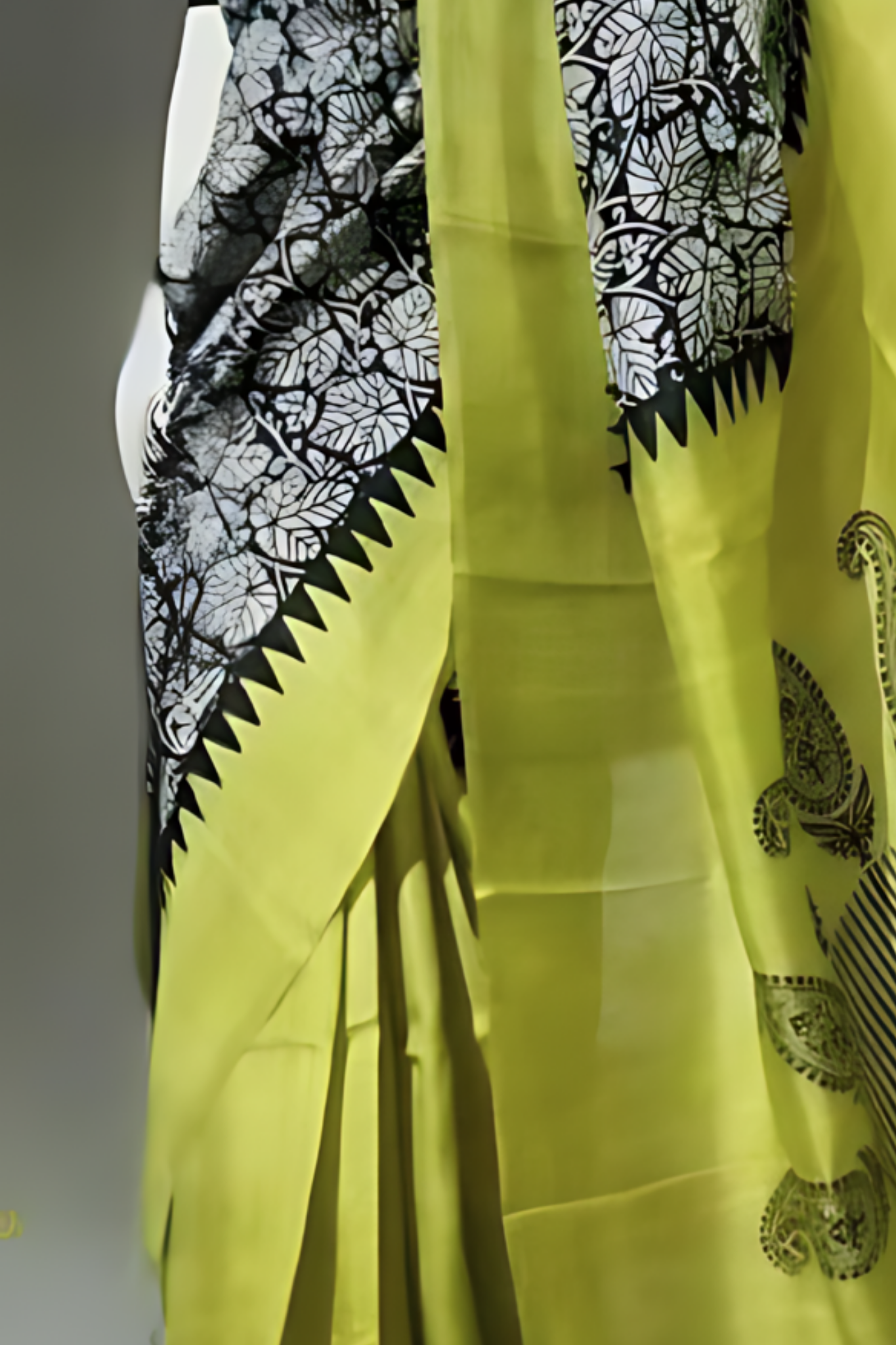 Pear Green With Black Pure Bengal Handloom Saree