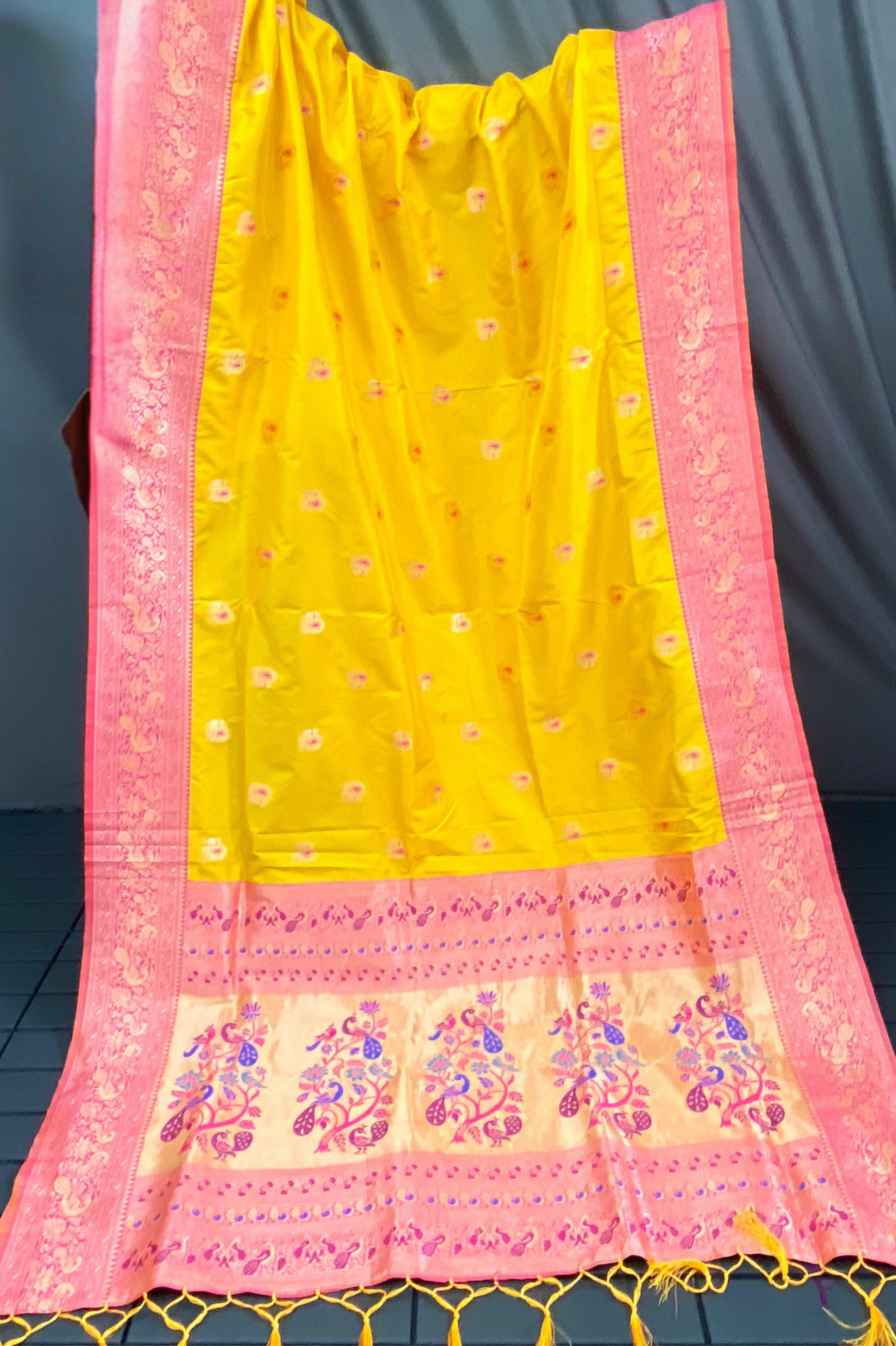 Yellow Paithani Silk Saree