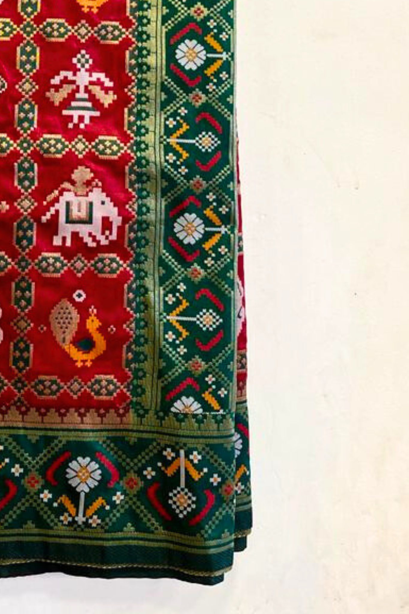 Fiery Red Resham Woven Patola Silk Saree