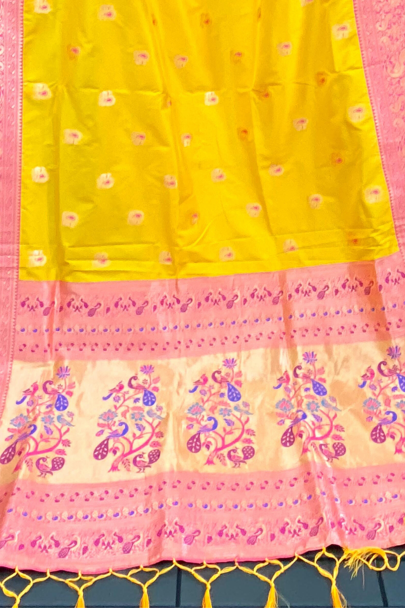 Yellow Paithani Silk Saree