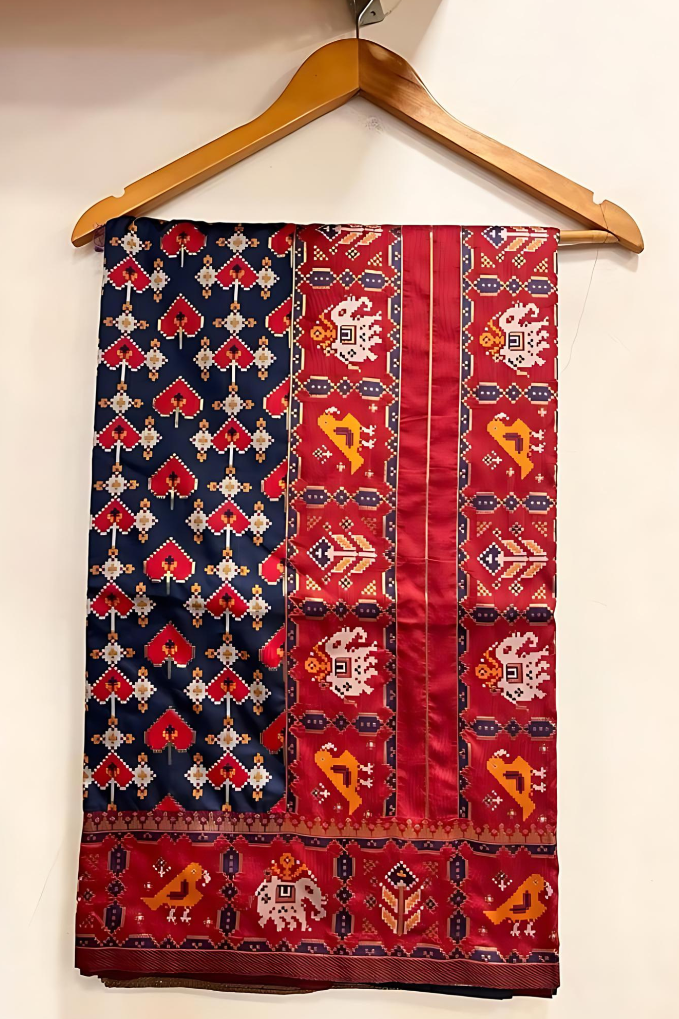 Dark Ink Blue Resham Woven Patola Silk Saree