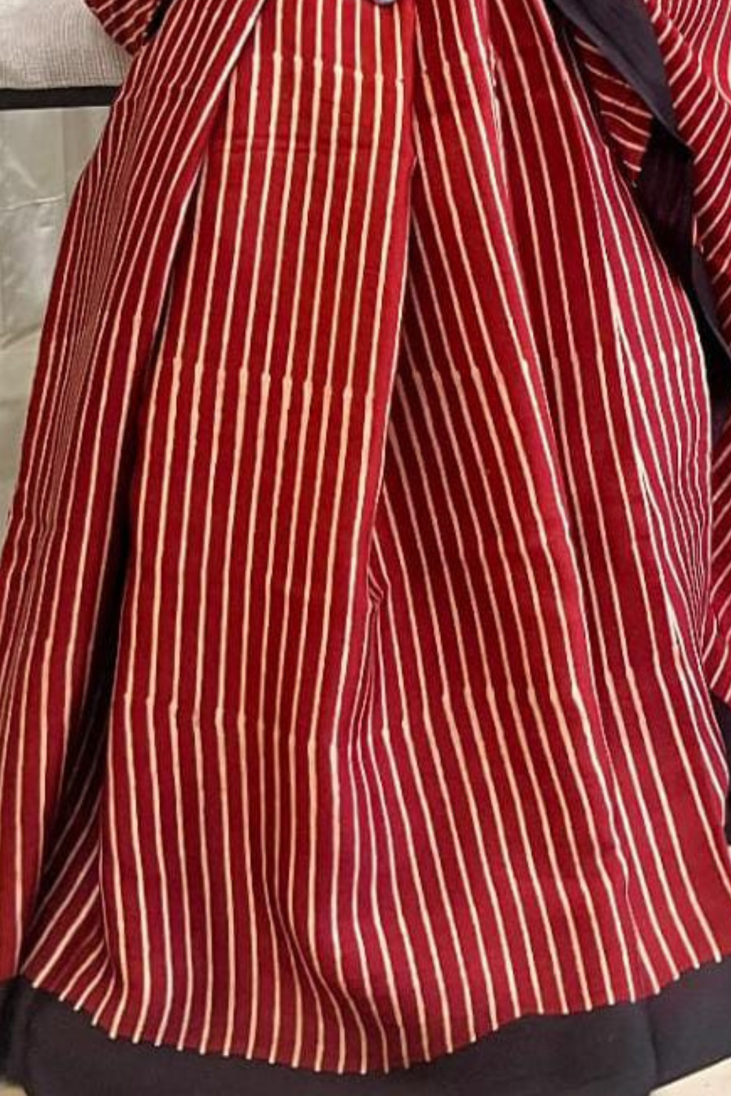 Pure Modal Handblock Printed Natural Dye Ajarakh Silk Saree Red Stripes with Black Pallu