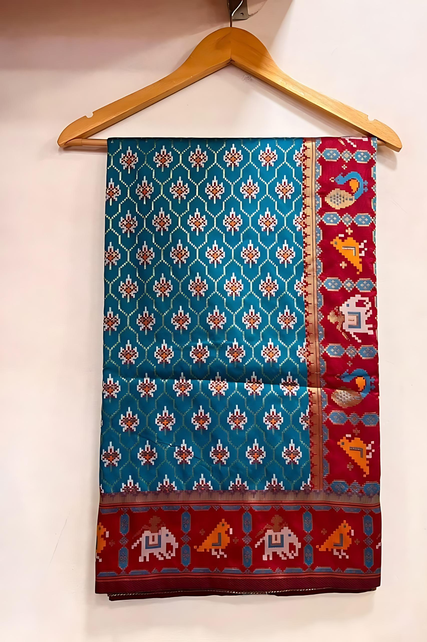 Azure Blue Resham Woven Patola Silk Saree