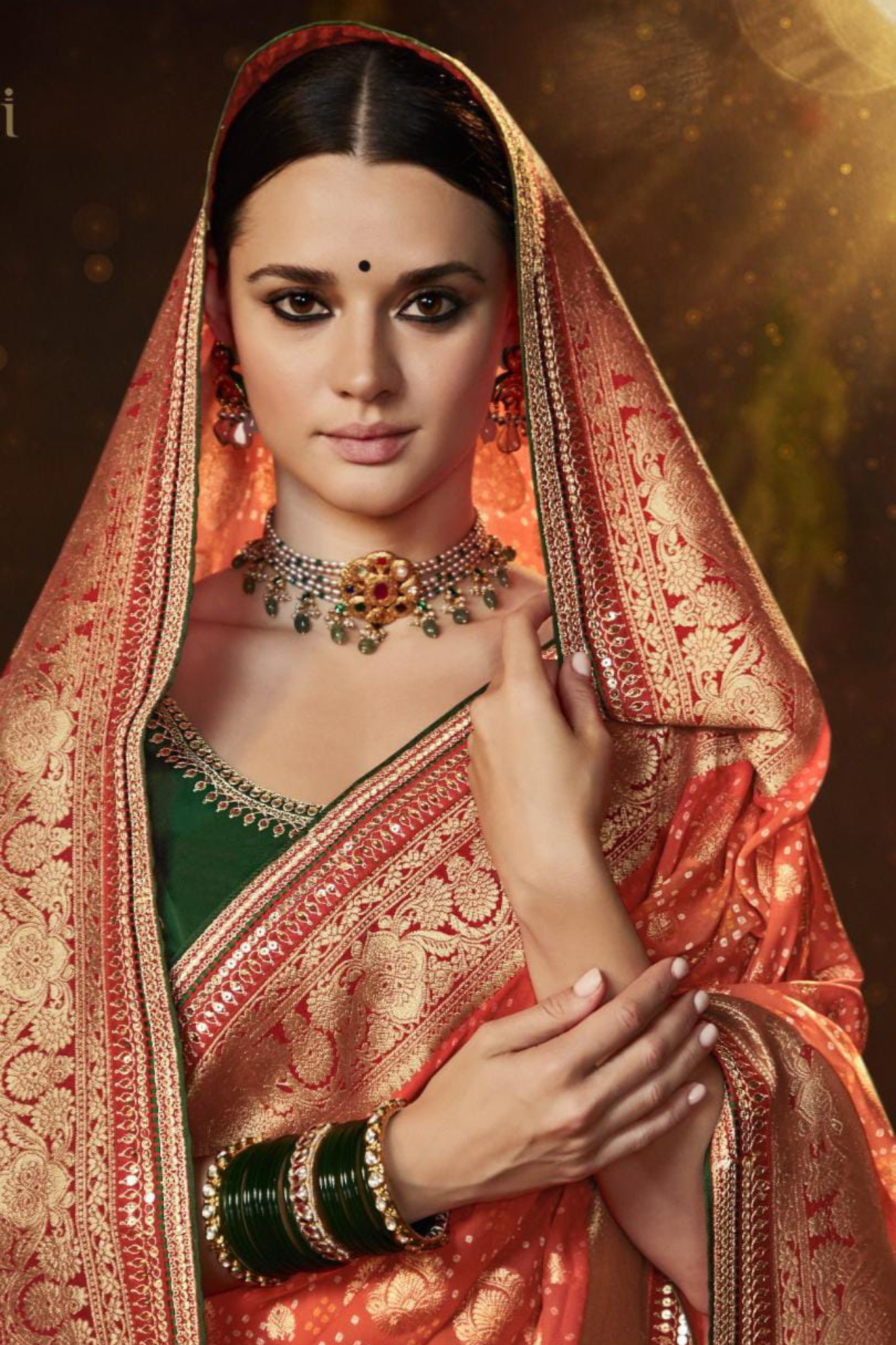 Sindoori Orange Pure Bandhani Khaddi Georgette Sarees