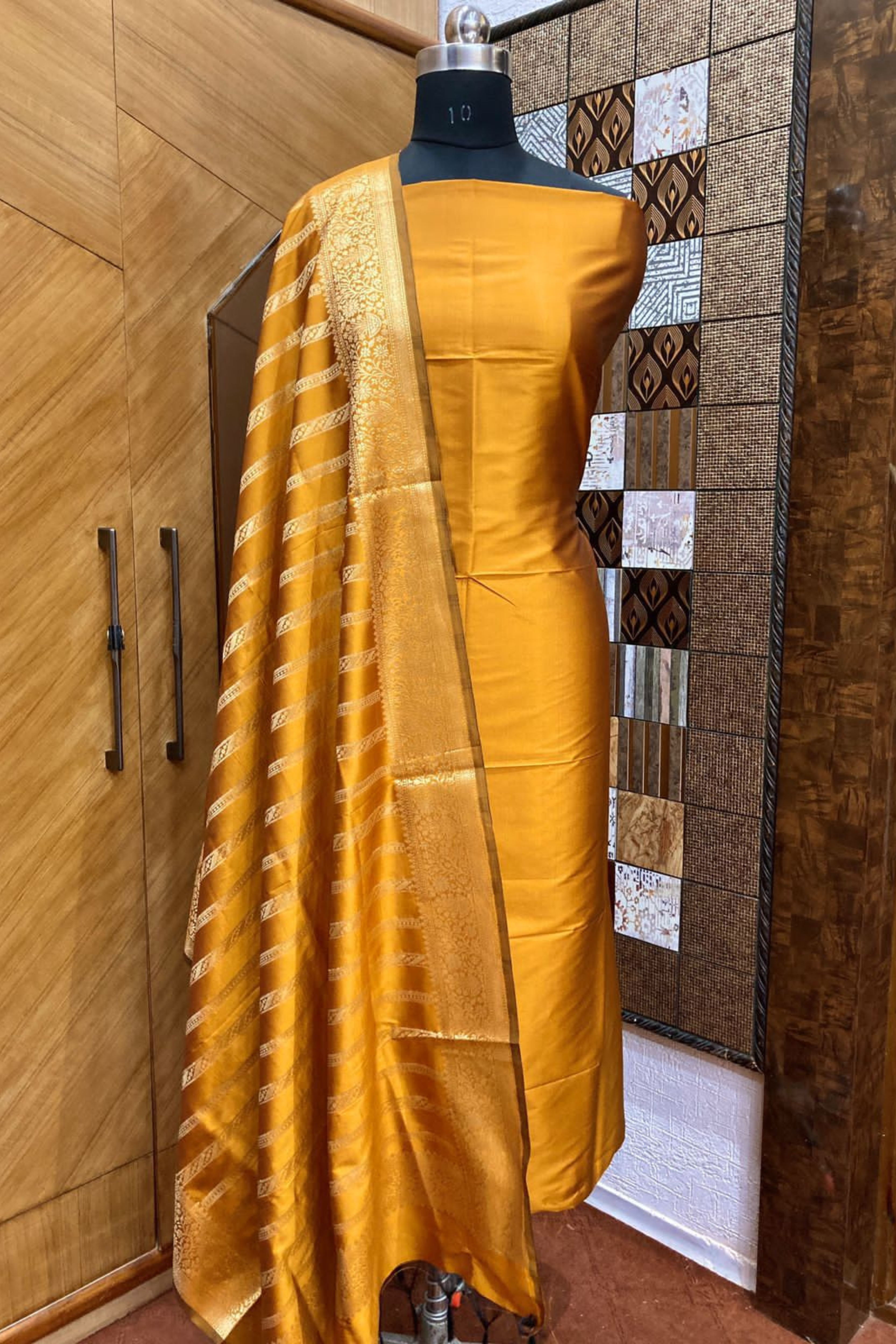 Banarasi Katan Pushpa Silk Suit with Zari Weaving Dupatta