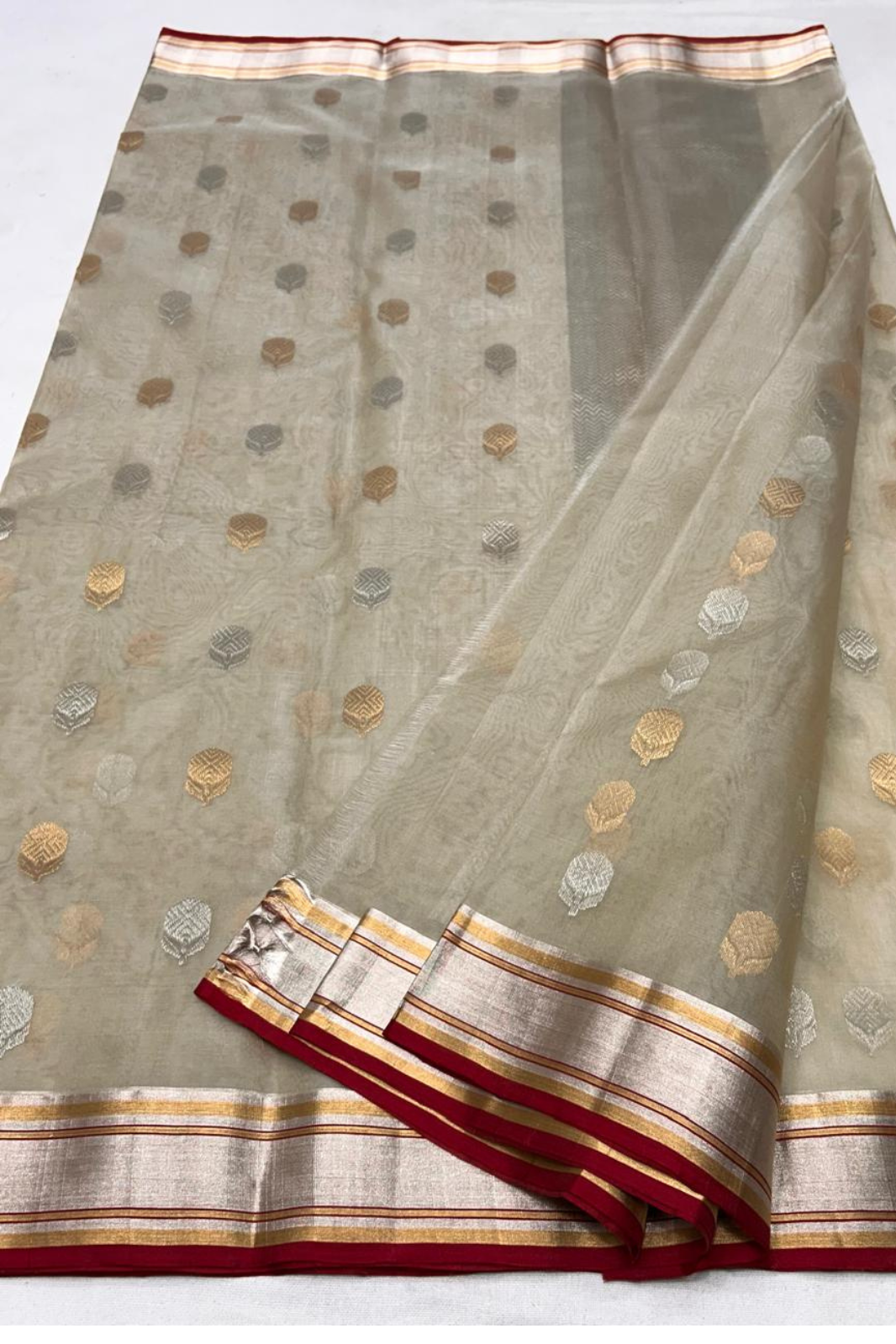 Tan Traditional Chanderi Pure Silk Saree
