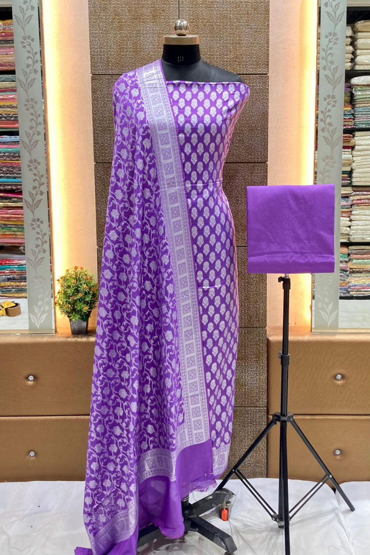 Royal Banarasi Chiniya Silk Suit with Dupatta & Bottom