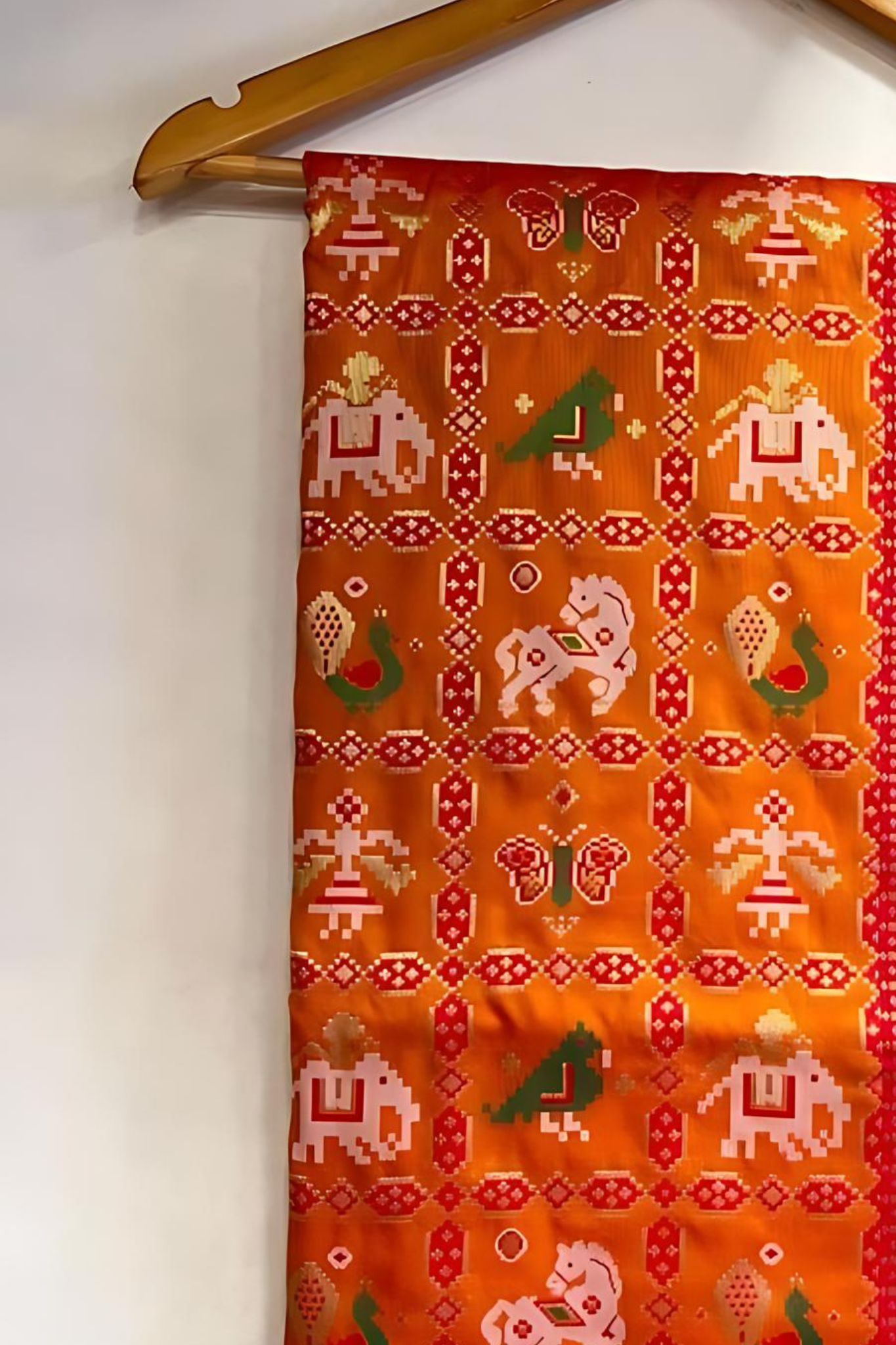 Brick Orange Resham Woven Patola Silk Saree