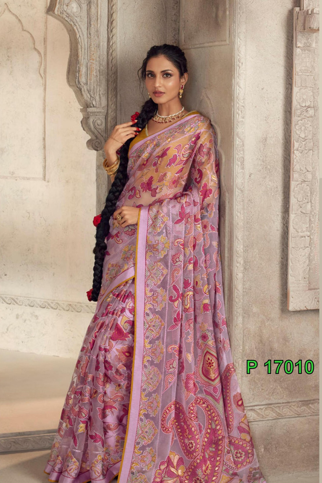 Pure Brasso Silk Saree with Floral Weaves