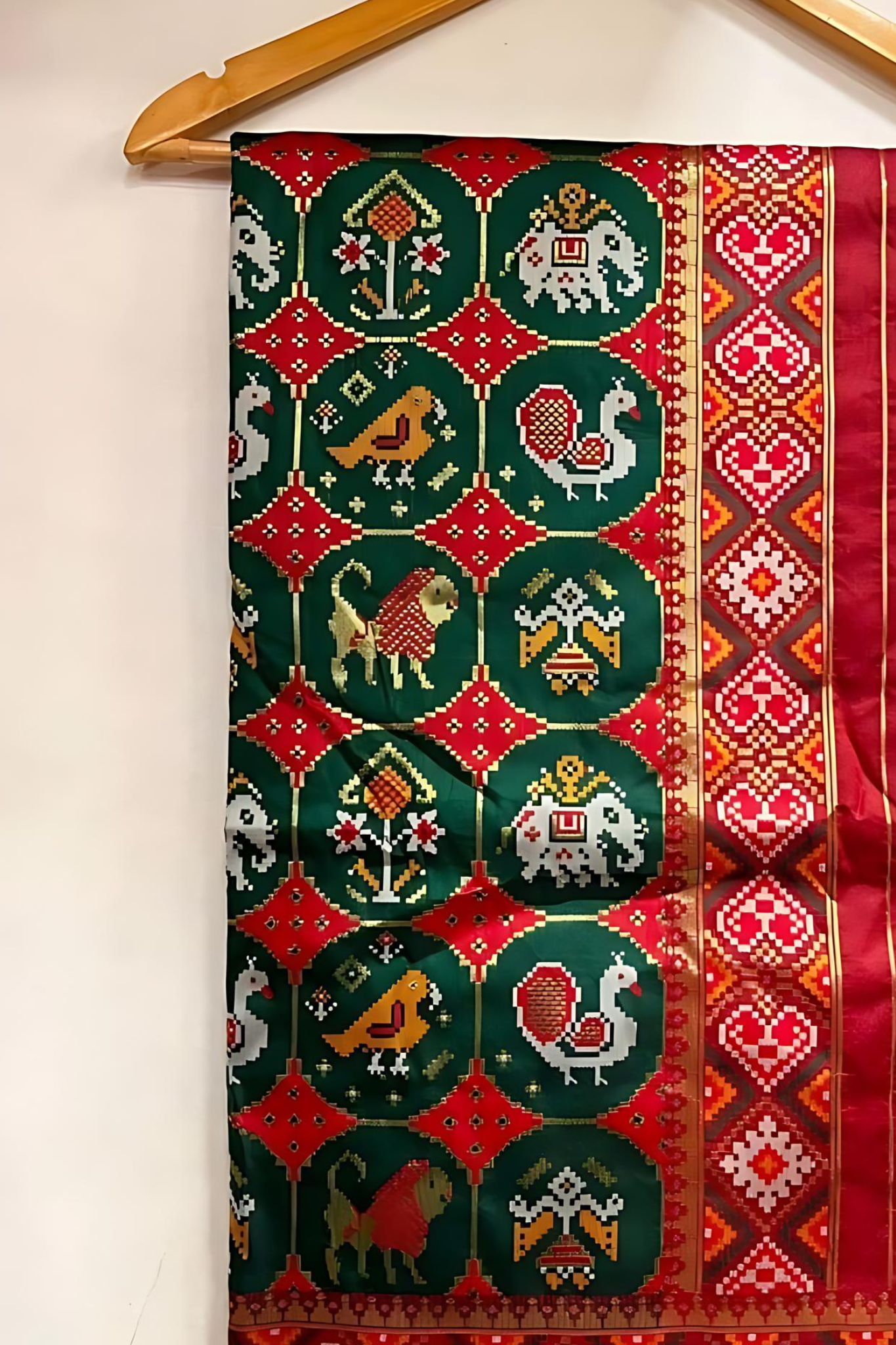 Bottle Green Resham Woven Patola Silk Saree