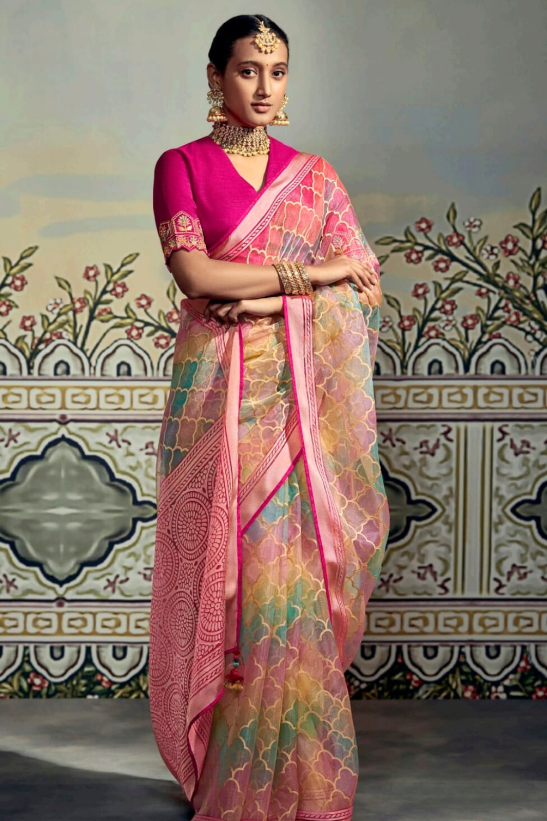 Pure Brasso Silk Saree with Elegant Pastel Design