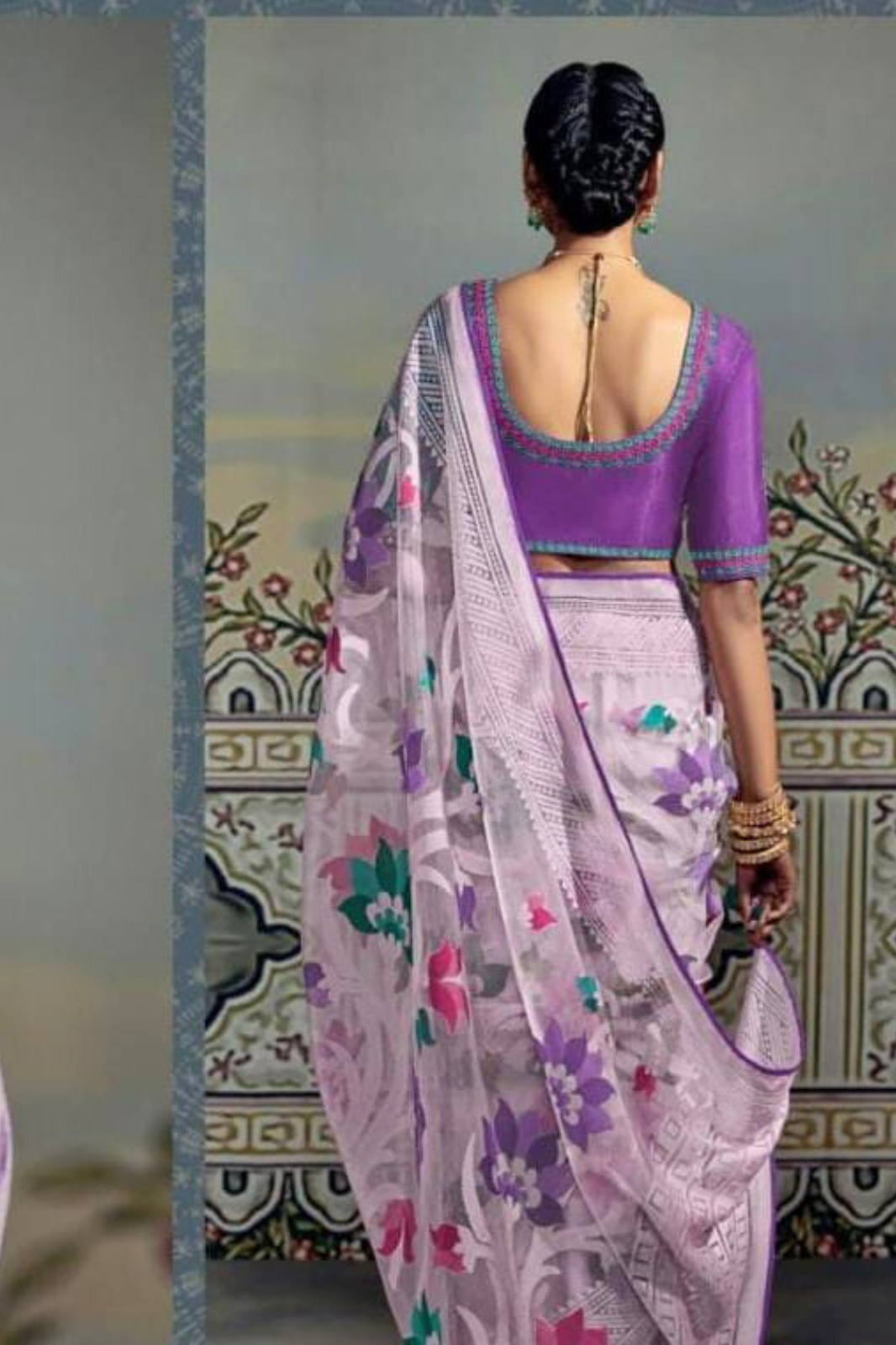 Lavender Pure Brasso Silk Saree