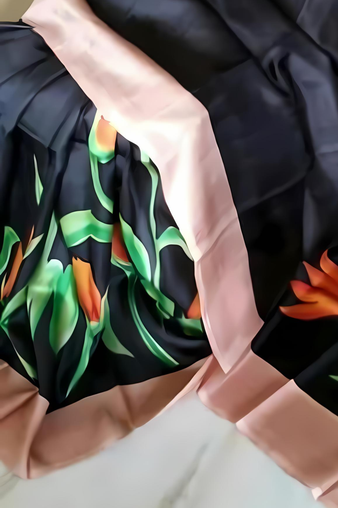 Bold Black With Bany Pink Pure Bengal Handloom Saree