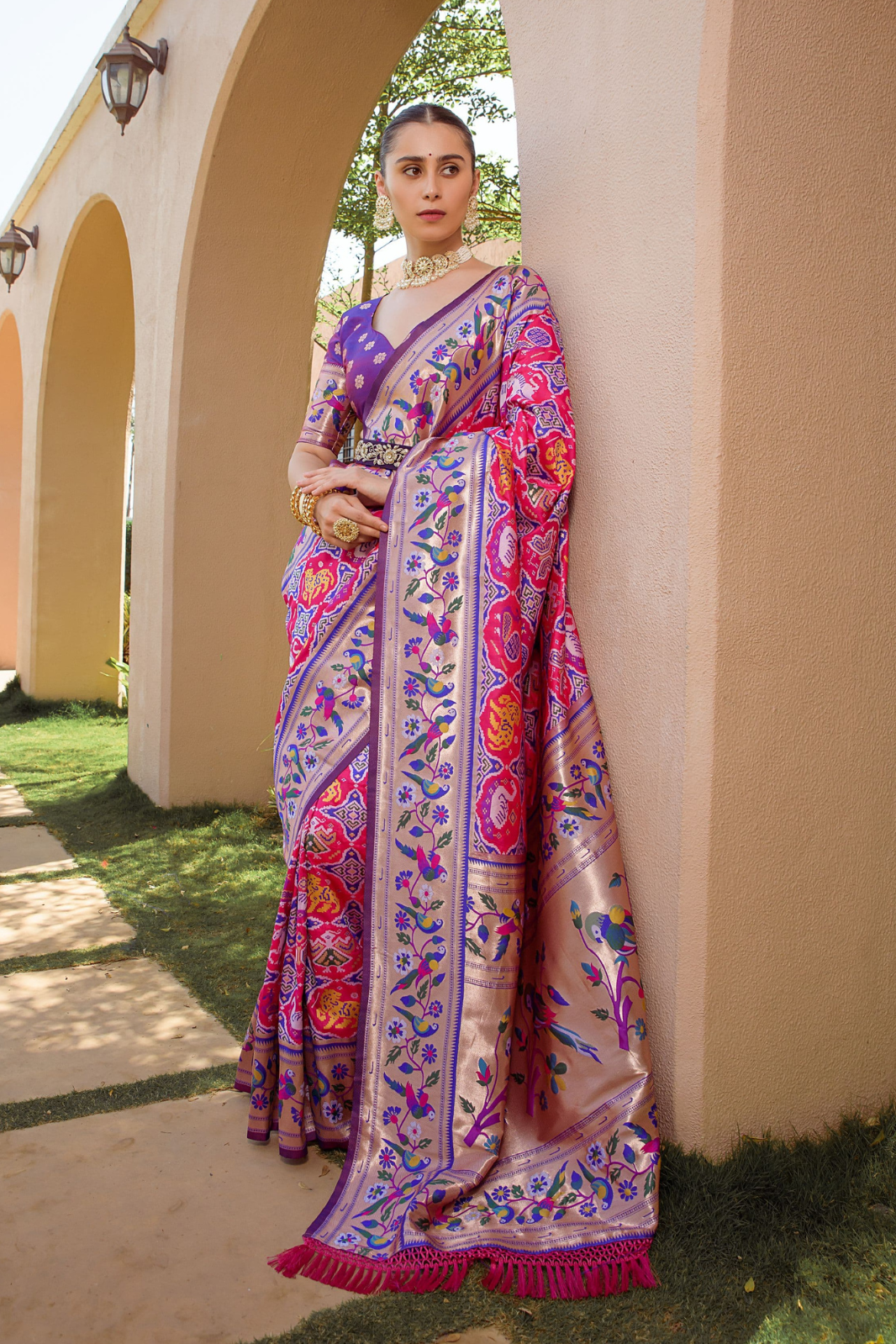 Magenta Pink Patola Saree