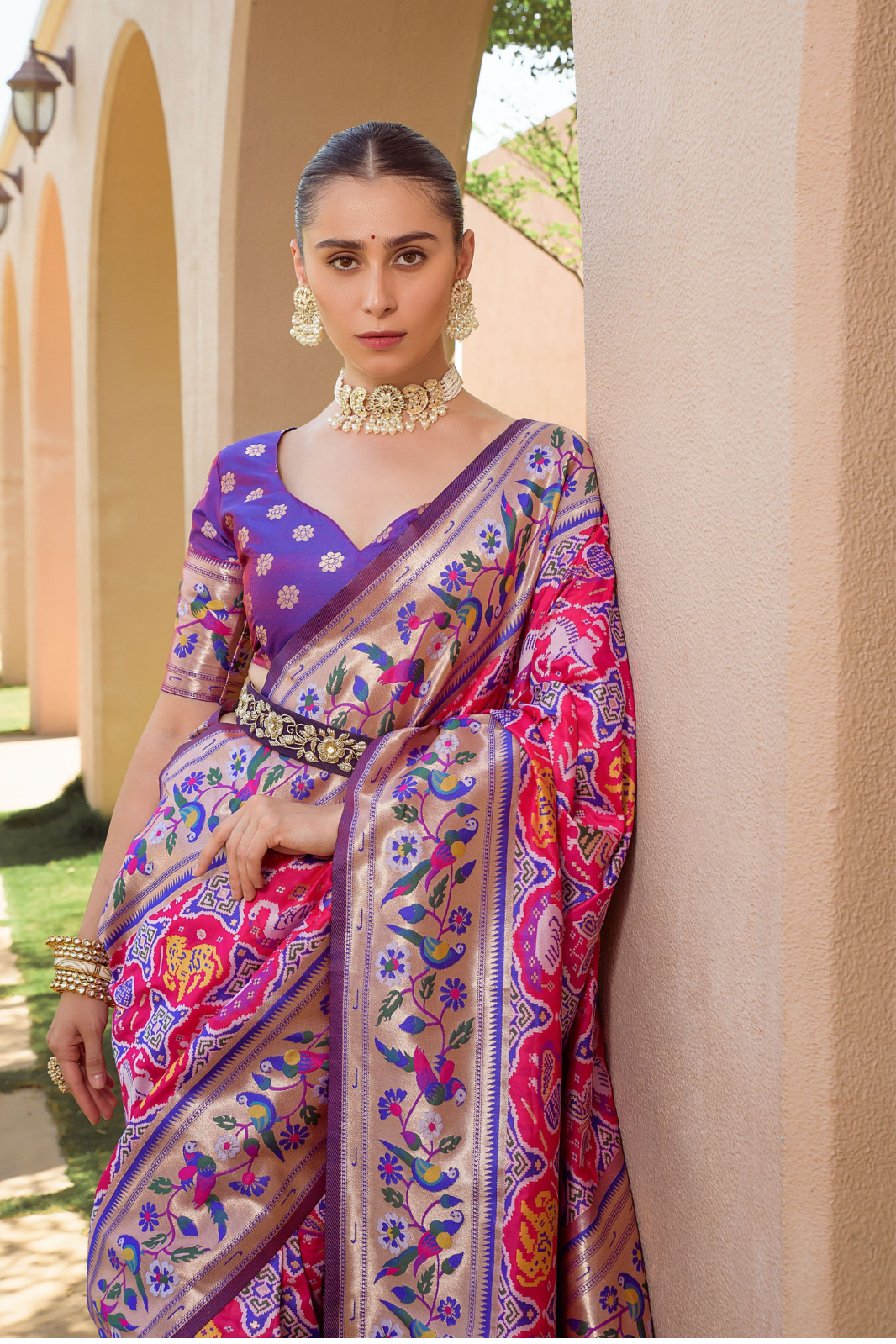 Magenta Pink Patola Saree