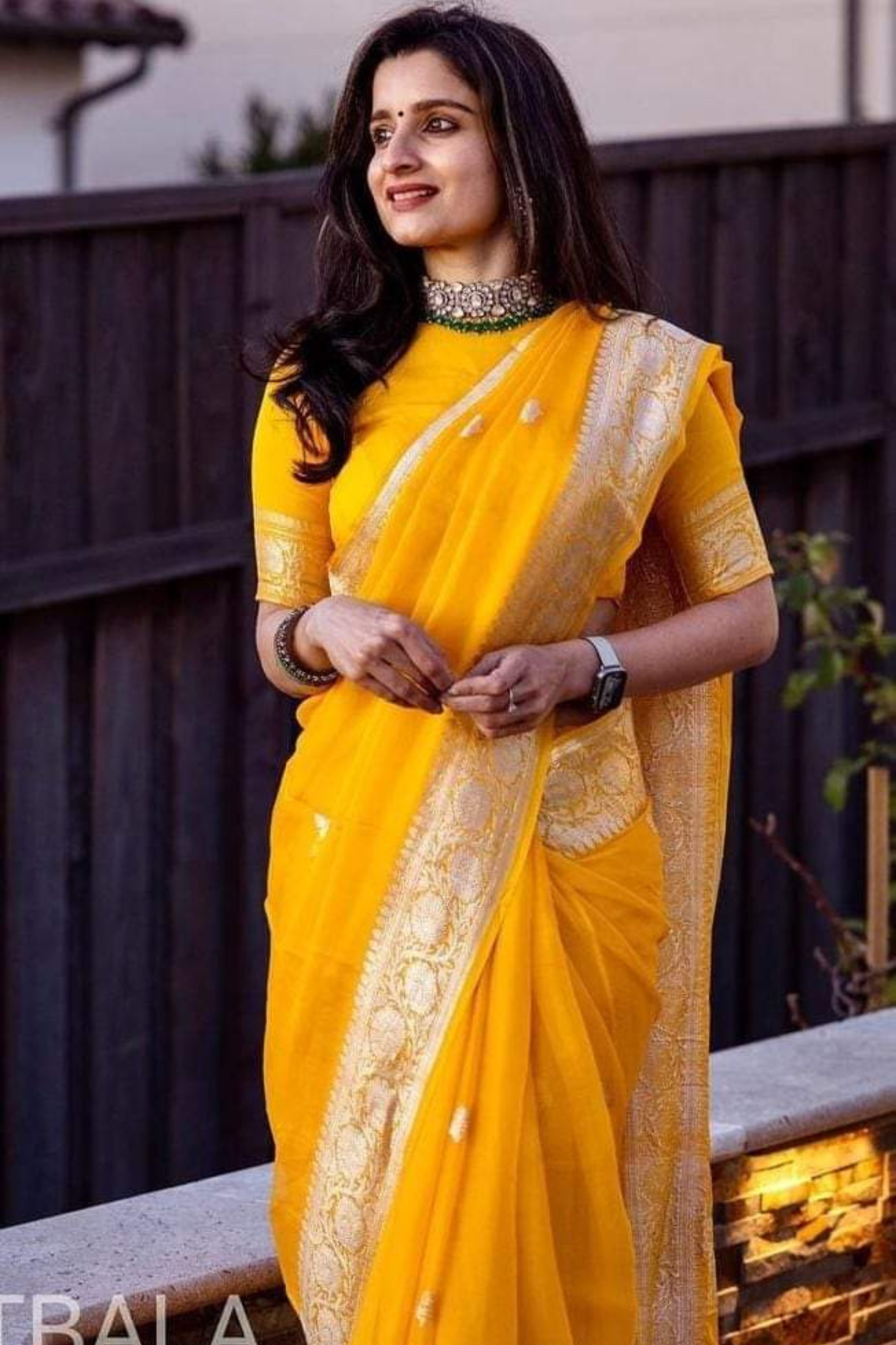 Haldi Yellow Banarasi Khaddi Georgette Saree