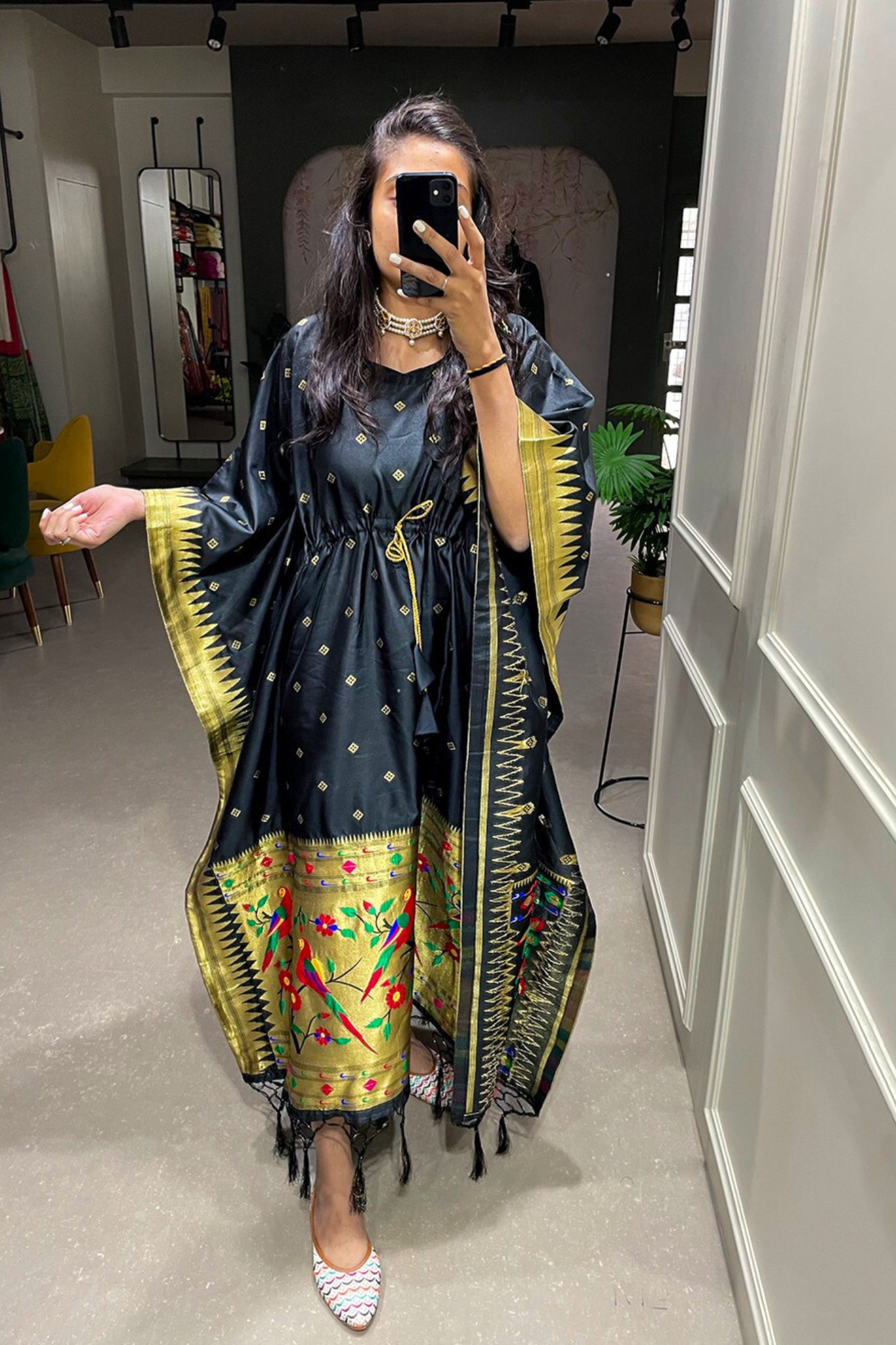 Black Paithani Kaftan