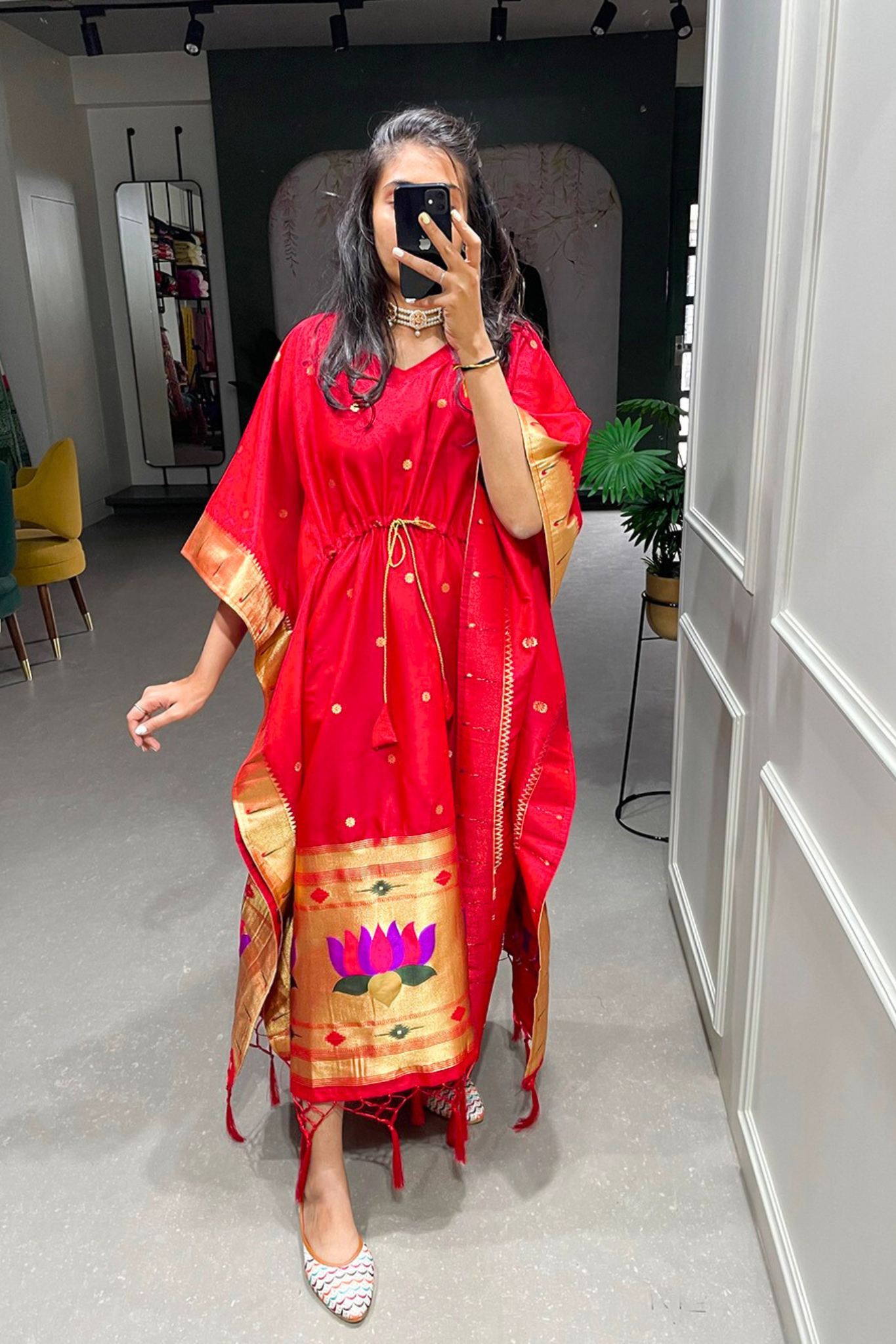 Red Paithani Kaftan