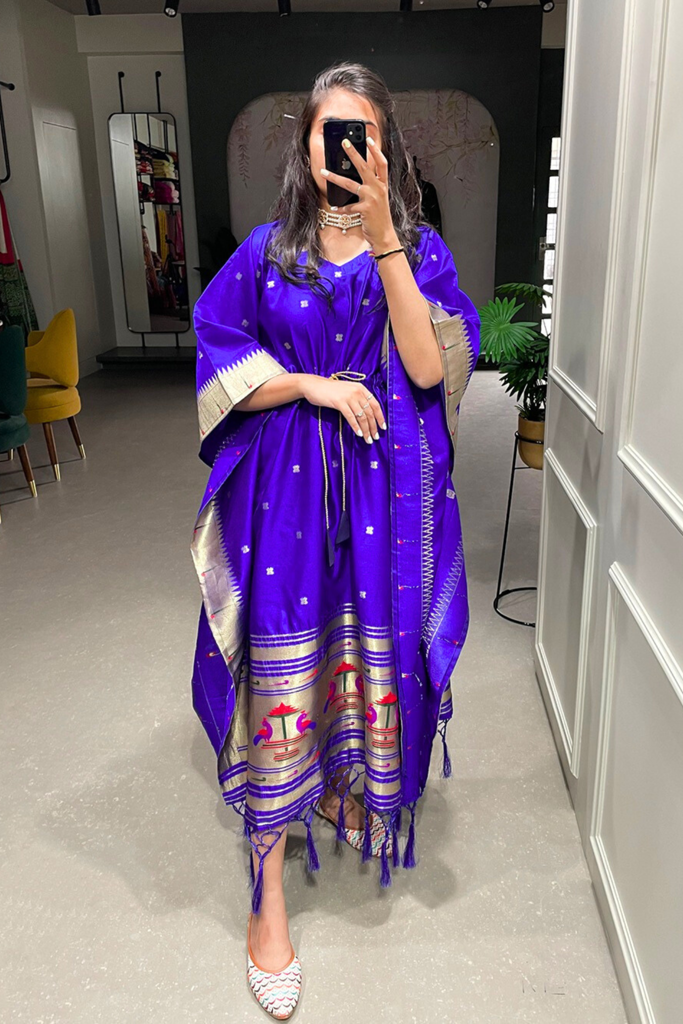 Royal purple Paithani Kaftan