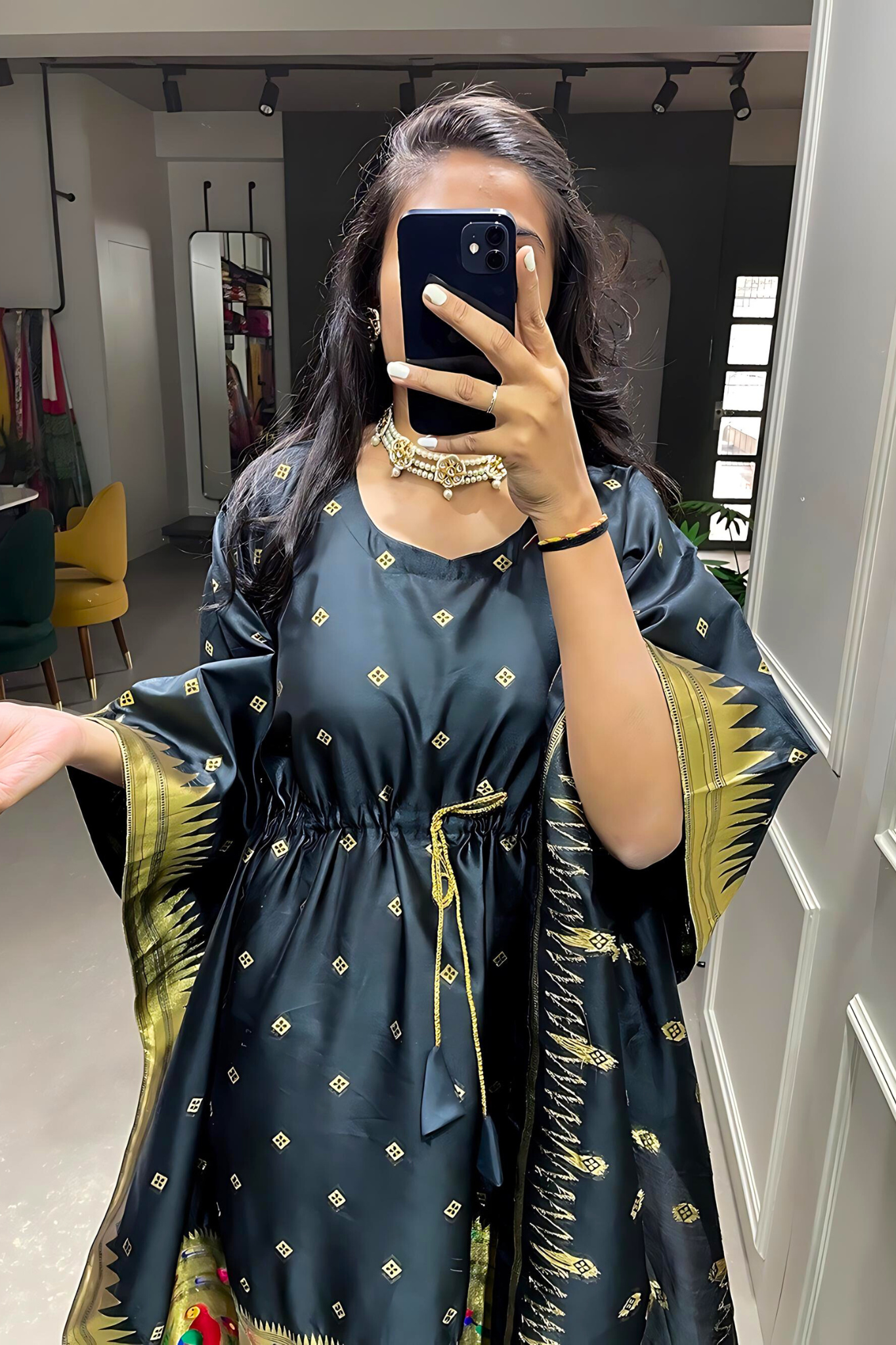 Black Paithani Kaftan