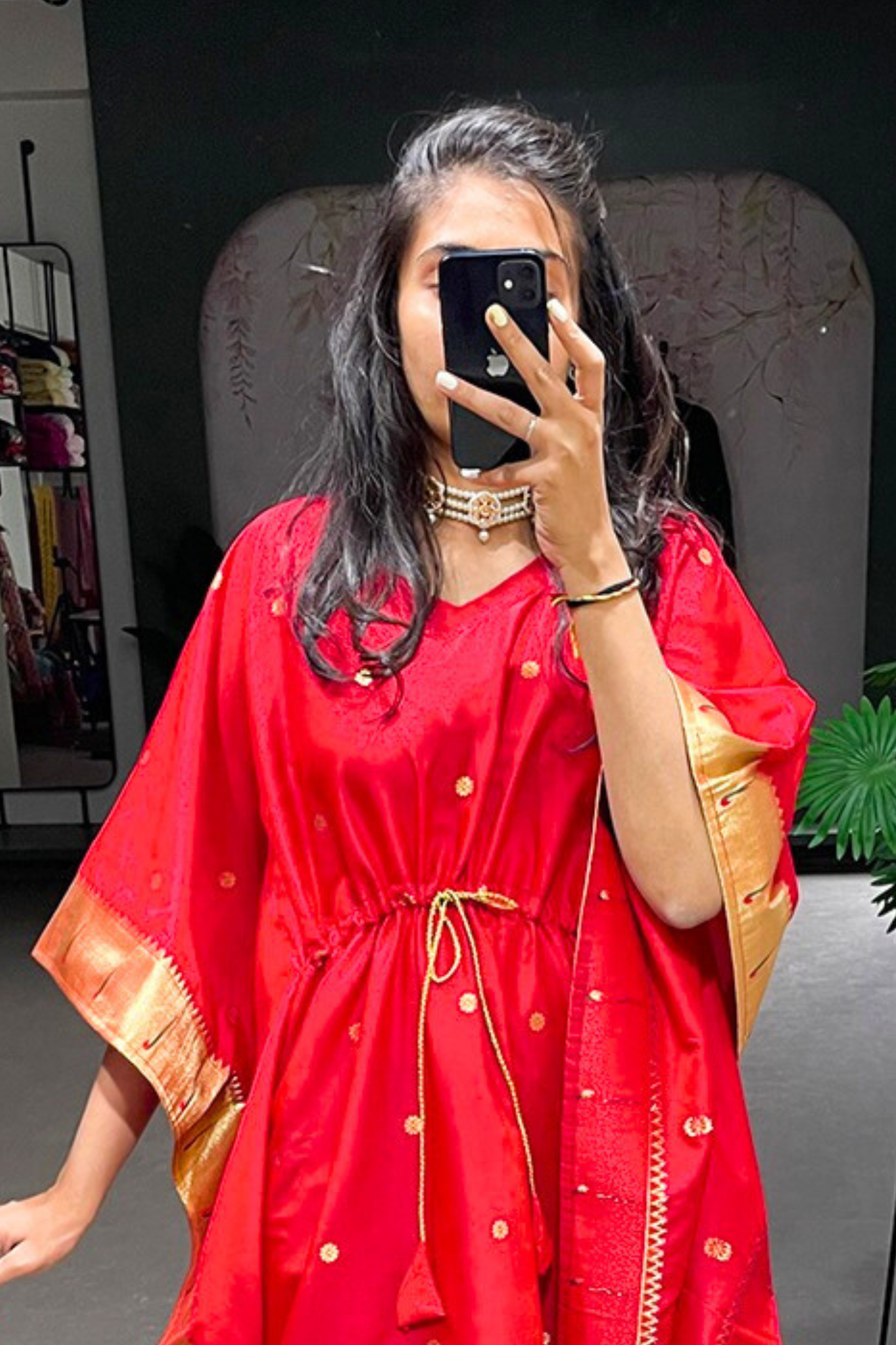 Red Paithani Kaftan