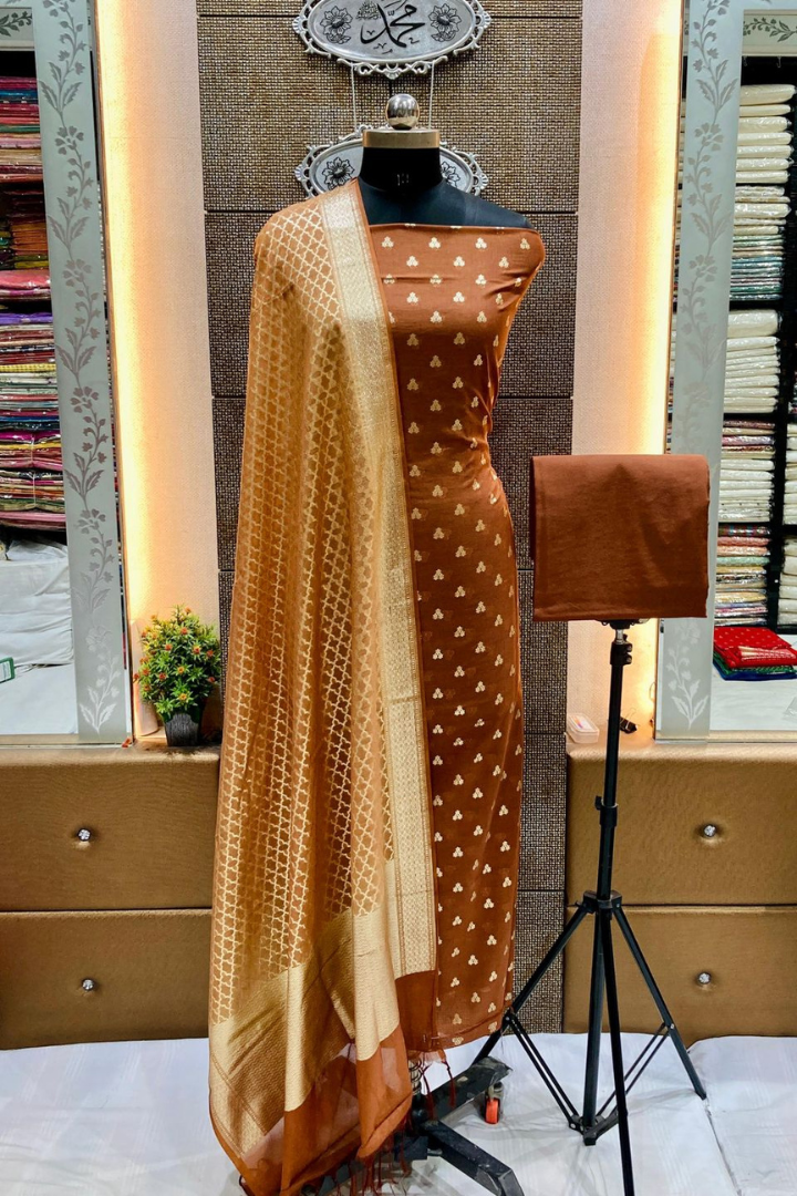 Pure Banarasi Cotton Lurex Handloom Suit with Dupatta & Bottom